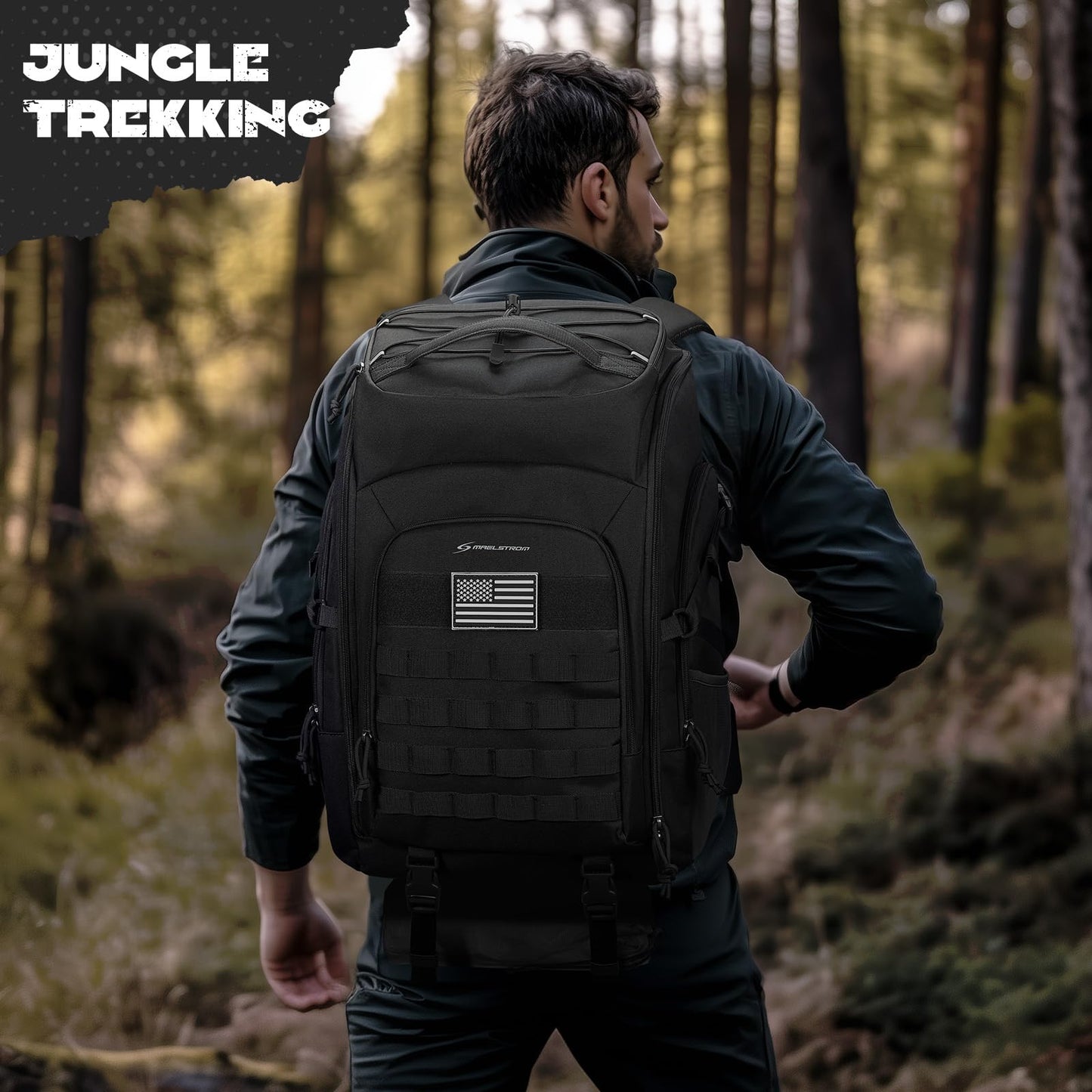 Maelstrom Tactical Backpack for Men, Water Resistant 40L Military Backpack, for Hiking, Camping, Gym with Molle System (Khaki)