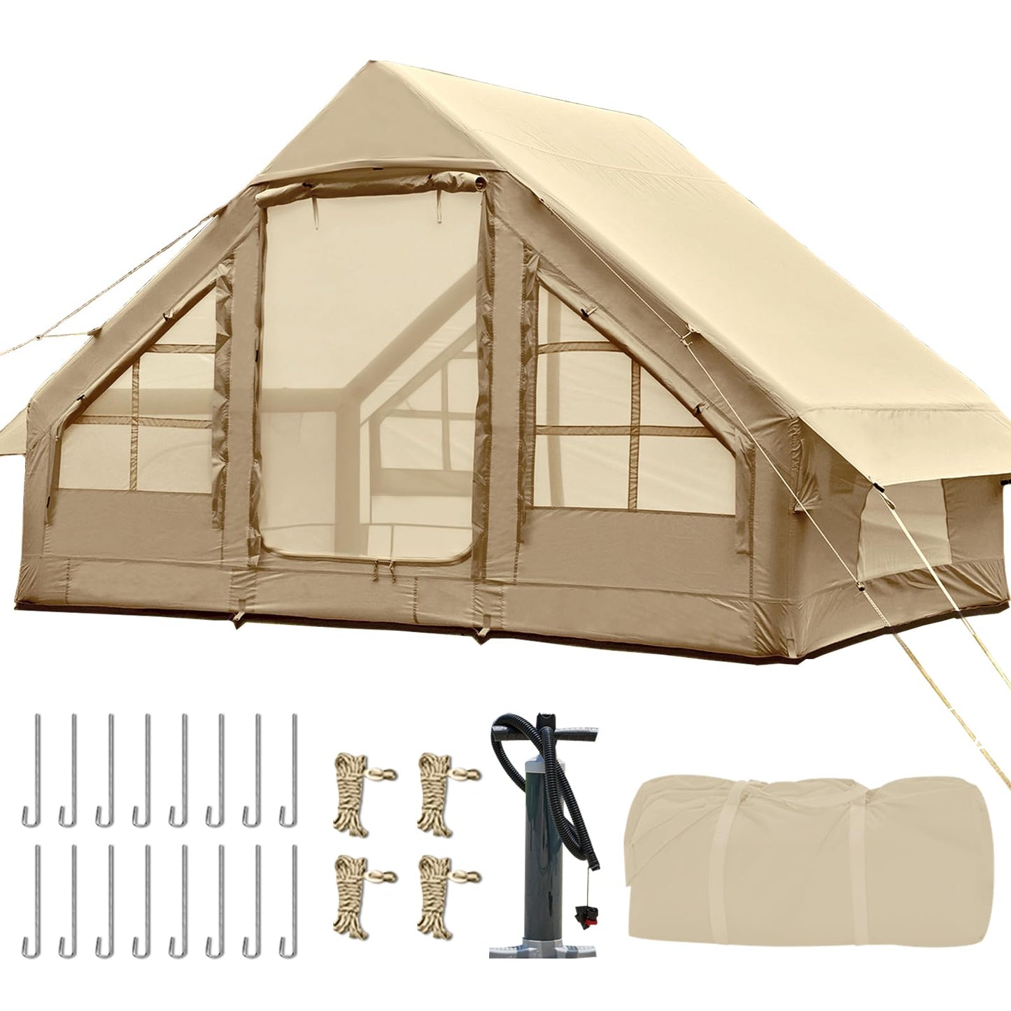 Inflatable Tents for Camping,Easy Blow Up Tent with Hand Pump,4 Seasons Waterproof Air Inflatable Camping Tent House for Family Weekend Camping