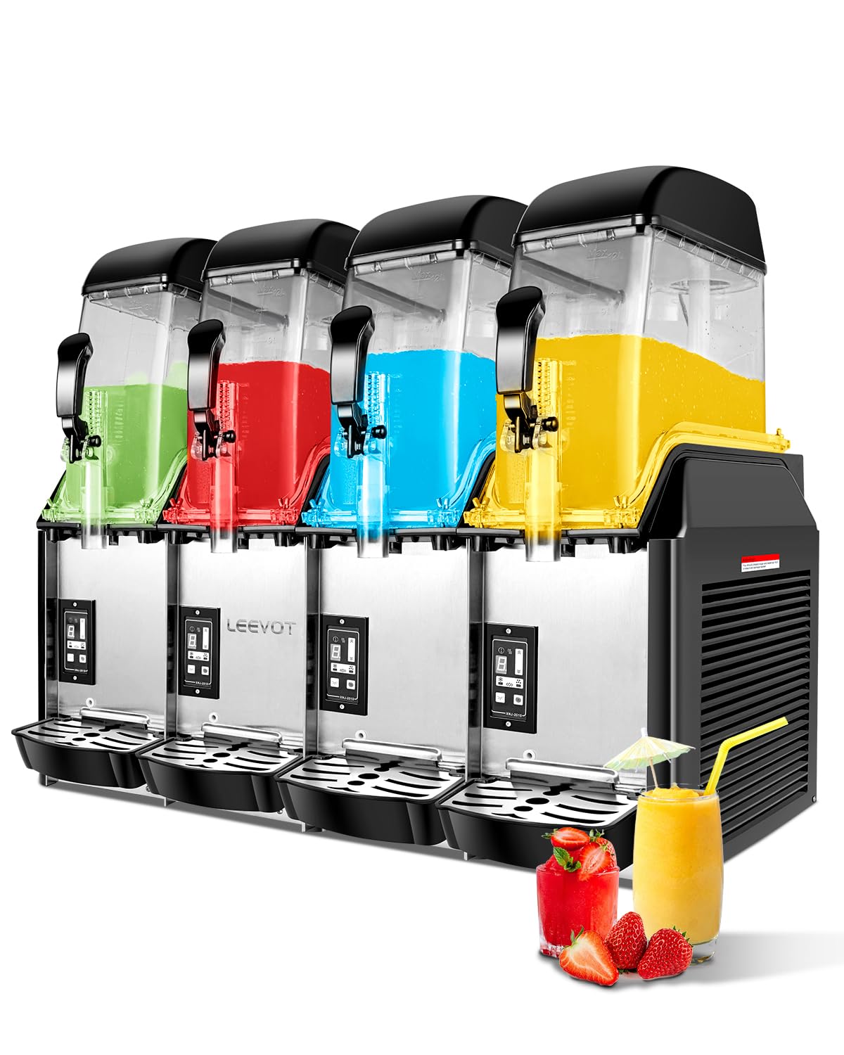 12Lx 3 Tanks Slushy Machine Commercial, Triple Tank Industrial Slushie & Margarita Machine, Large Frozen Drinks Machine to Make Frozen Cocktail, Slush and More for Bar, Restaurant, Party, Event