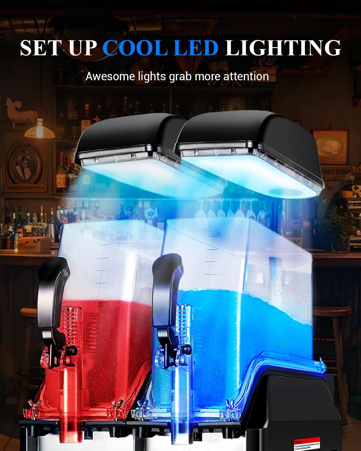 12Lx 3 Tanks Slushy Machine Commercial, Triple Tank Industrial Slushie & Margarita Machine, Large Frozen Drinks Machine to Make Frozen Cocktail, Slush and More for Bar, Restaurant, Party, Event