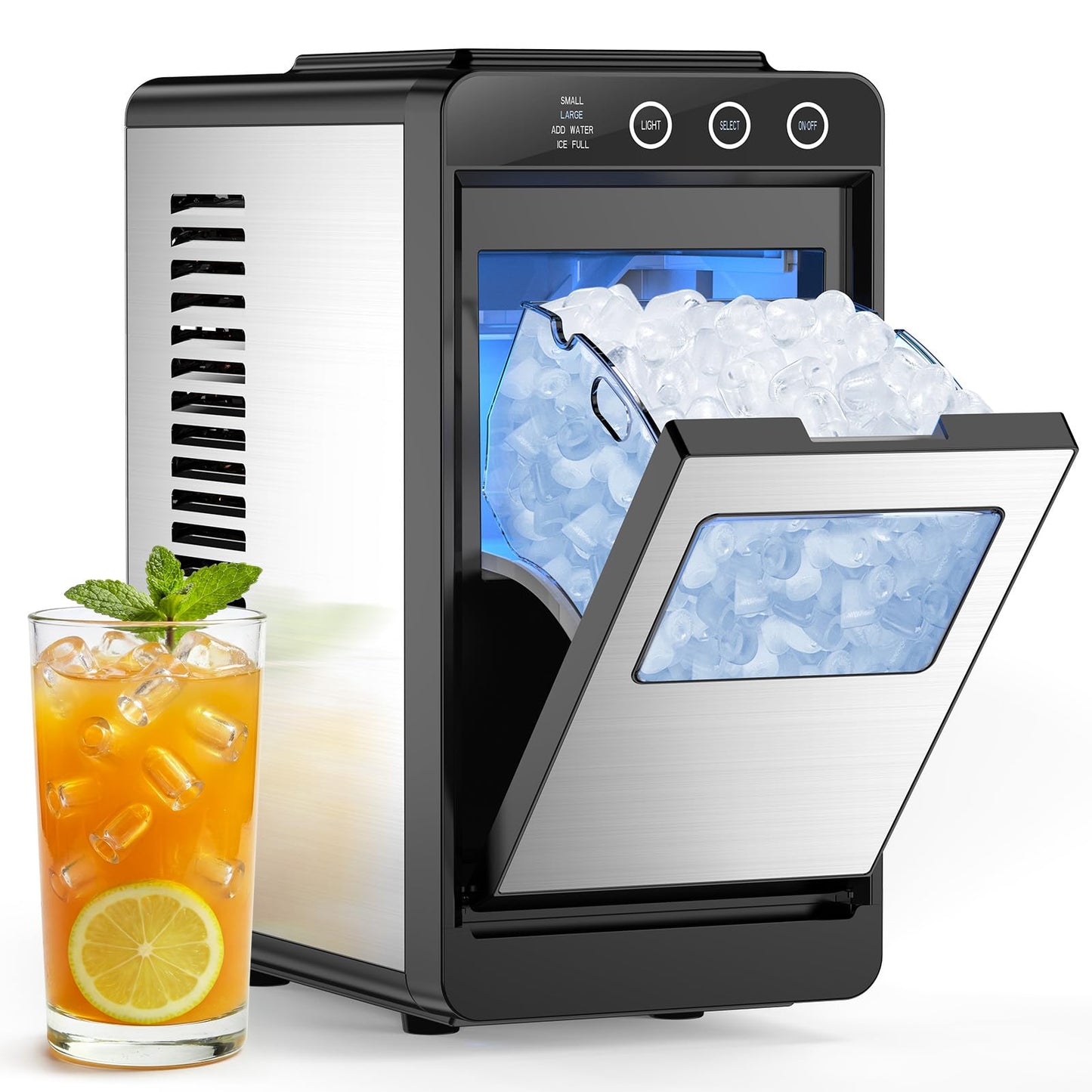 COWSAR Ice Maker Countertop, Portable Ice Machine with Basket and Scoop, 8 Cubes in 6 Mins, 26 lbs/24H, Auto-Cleaning Commercial Ice Maker for Kitchen, RV, Camping, Black
