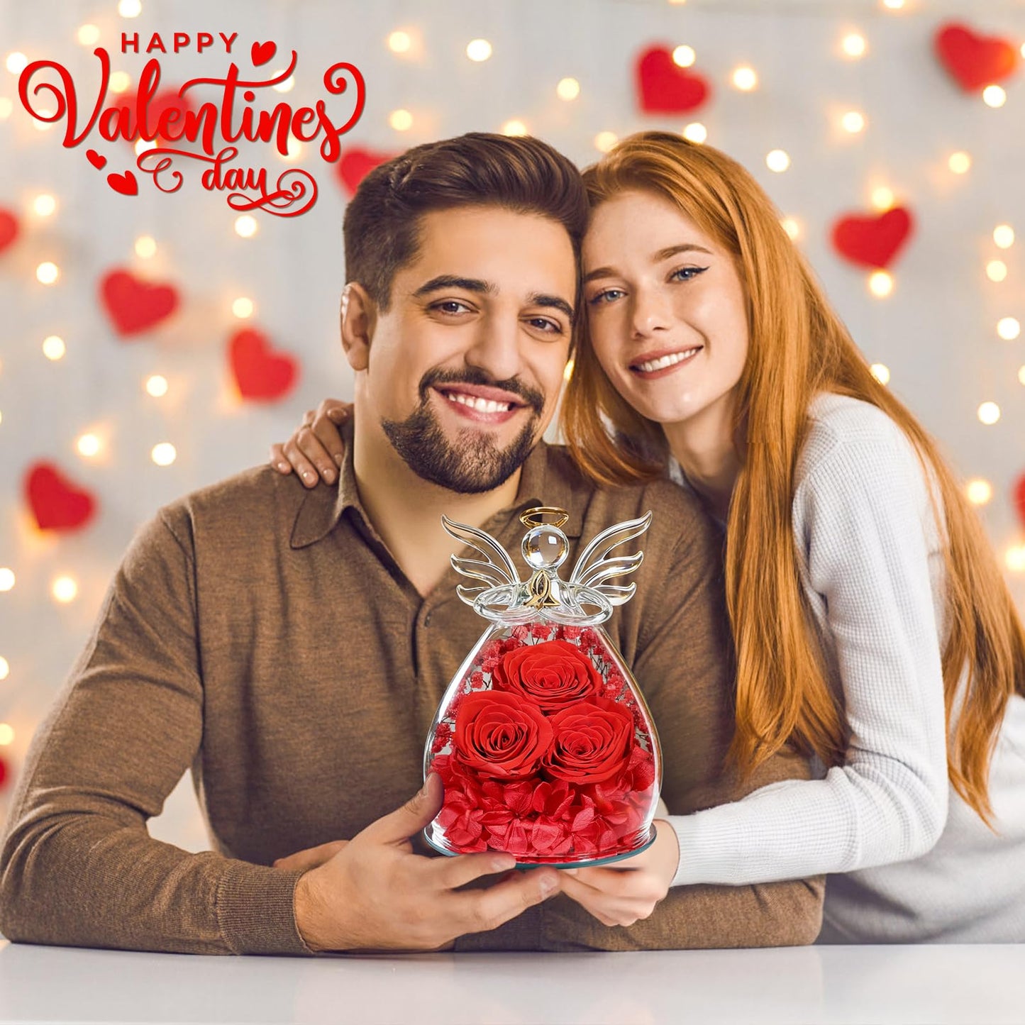 Beferr Mothers Day Mom Birthday Gifts for Women, Fresh Flowers for Delivery Forever Preserved Rose in Glass Angel Figurine, Anniversary Christian Real Rose for Grandma Nana Wife Mum from Daughter Son