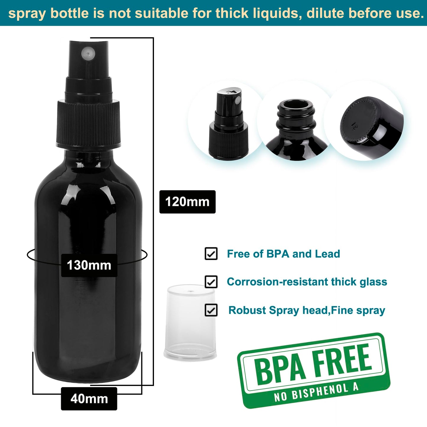 NOOEEISS Amber Glass Small Spray Bottle 2 oz 24 Packs,Fine Mist Sprayer Small Clear Bottles,Refillable Containers mini spray bottles for Cleaning Solutions and Skin Care (Amber 24pcs)