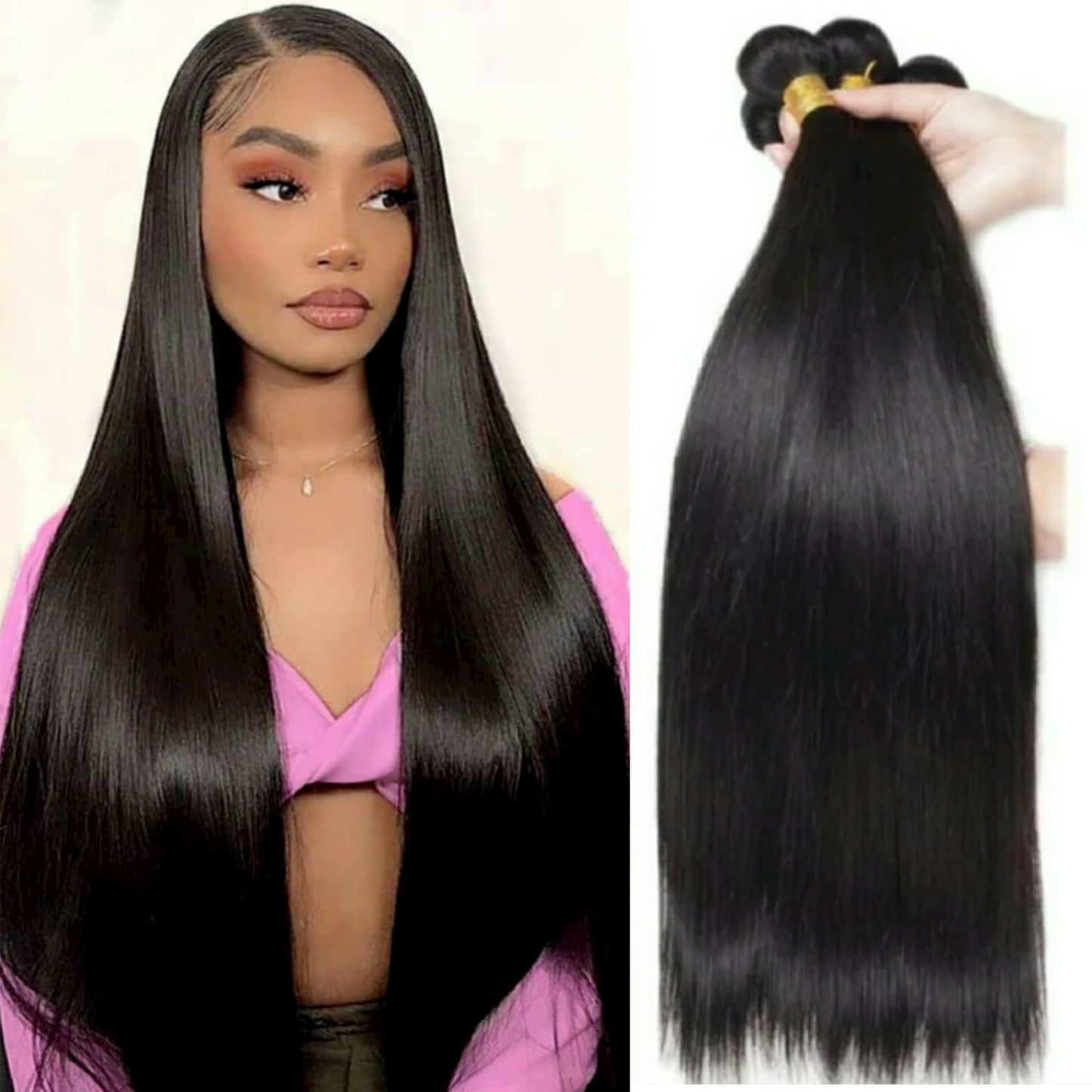 Straight 4 Bundles With Closure Human Hair 18 20 22 24+16 Inch 100% Unprocessed Black Brazilian Hair Extensions Pre Plucked With Baby Hair 4X4 HD Lace Closure