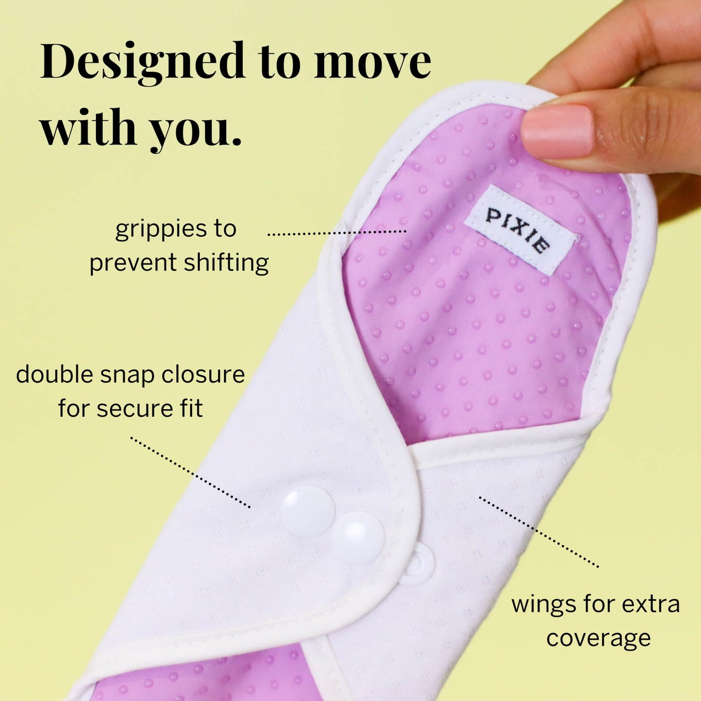 Pixie Cotton Cloth Pads for Feminine Care - 100% Organic Reusable Pads - Ranked 1 for Softest Menstrual Sanitary Napkins - Machine Washable & Includes Free Wet Bag - Menstrual Liner (Regular)