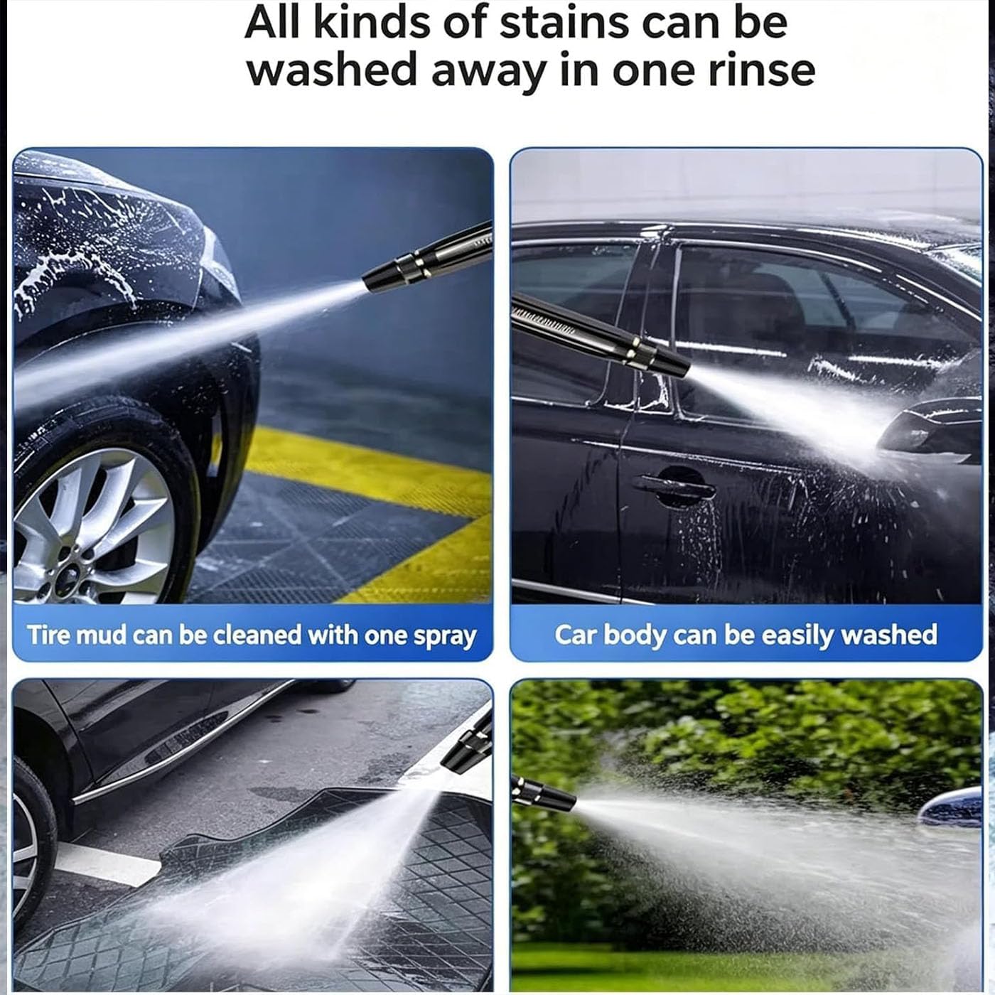 Birkel Power Washer, Home High-Pressure Car Wash Water Gun with Booster Nozzle, Car Wash Water Garden Hose Sprayer, Universal and Easy to Install, Effortless Dirt (2PCS)