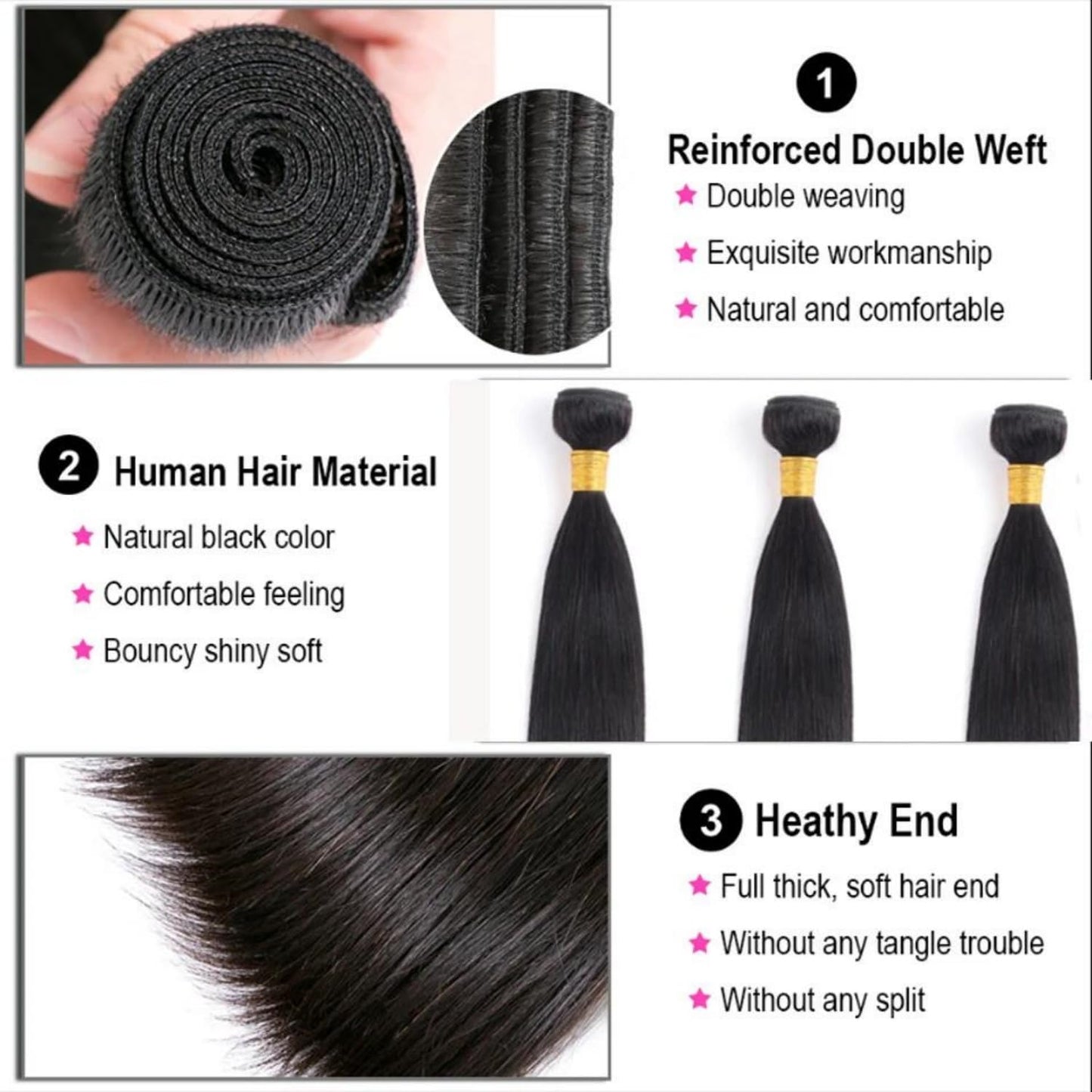 Straight 4 Bundles With Closure Human Hair 18 20 22 24+16 Inch 100% Unprocessed Black Brazilian Hair Extensions Pre Plucked With Baby Hair 4X4 HD Lace Closure