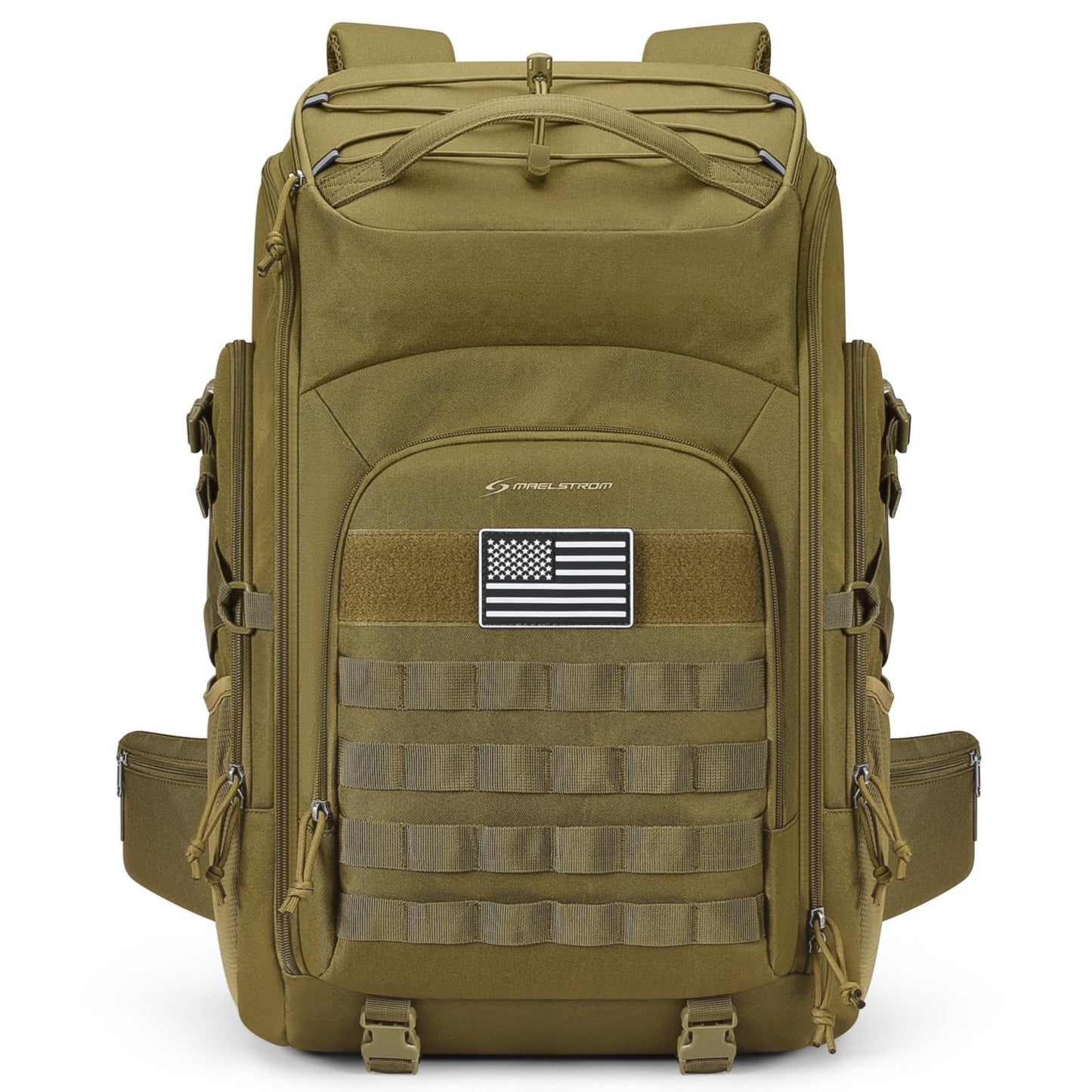 Maelstrom Tactical Backpack for Men, Water Resistant 40L Military Backpack, for Hiking, Camping, Gym with Molle System (Khaki)