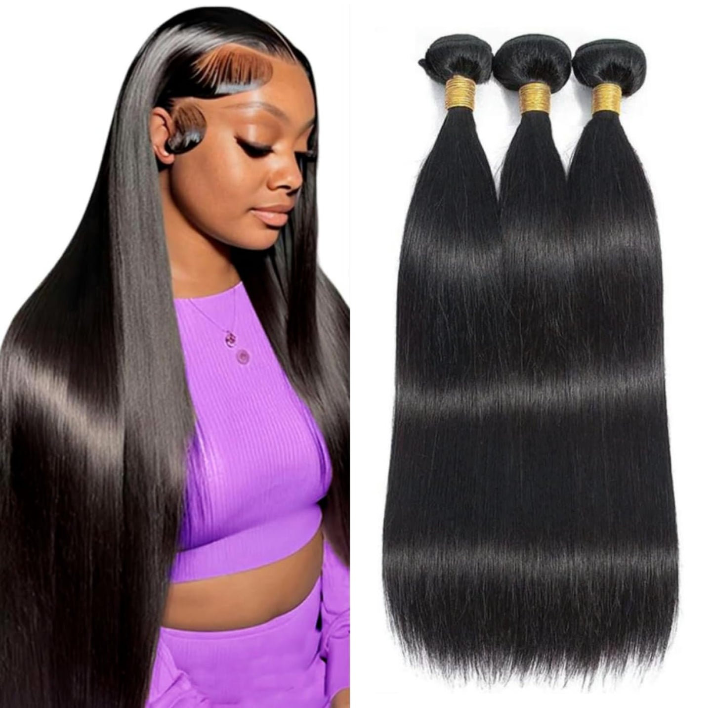 Straight 4 Bundles With Closure Human Hair 18 20 22 24+16 Inch 100% Unprocessed Black Brazilian Hair Extensions Pre Plucked With Baby Hair 4X4 HD Lace Closure