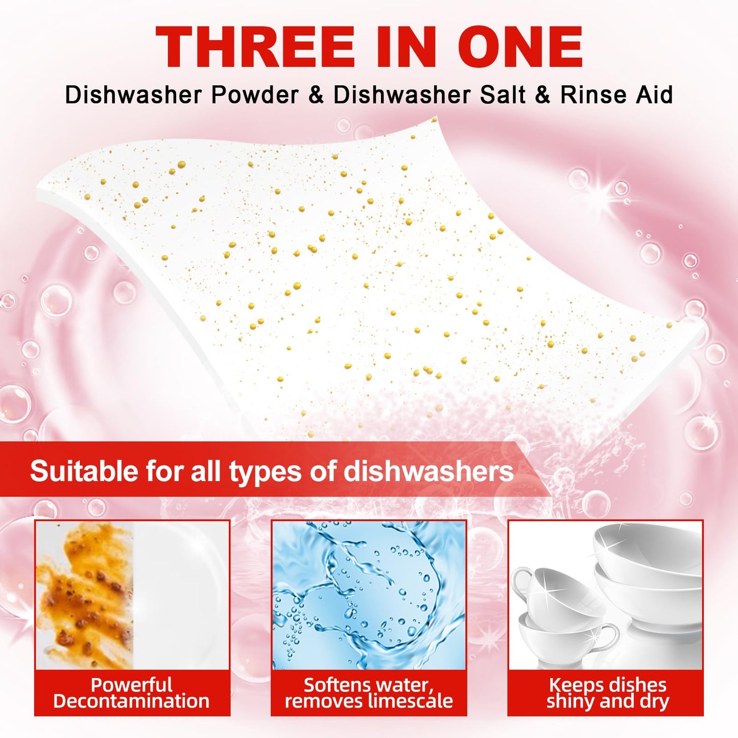 Binbata Eco Dishwasher Detergent Sheets Up To 160 Loads, Grapefruit Scent Plastic Free Dishwashing Soap Strips With High Efficient Solid Enzyme, Leaving Dishes Sparkling Clean