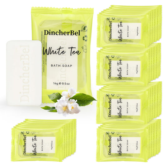 DincherBel 200 Pack 0.5oz Small Soap, Mini Rectangles Cleansing Bars Soap Bulk Travel Size, Individually Wrapped Toiletries Amenities for Hotel, Airbnb, Shelter, Camping and Travel