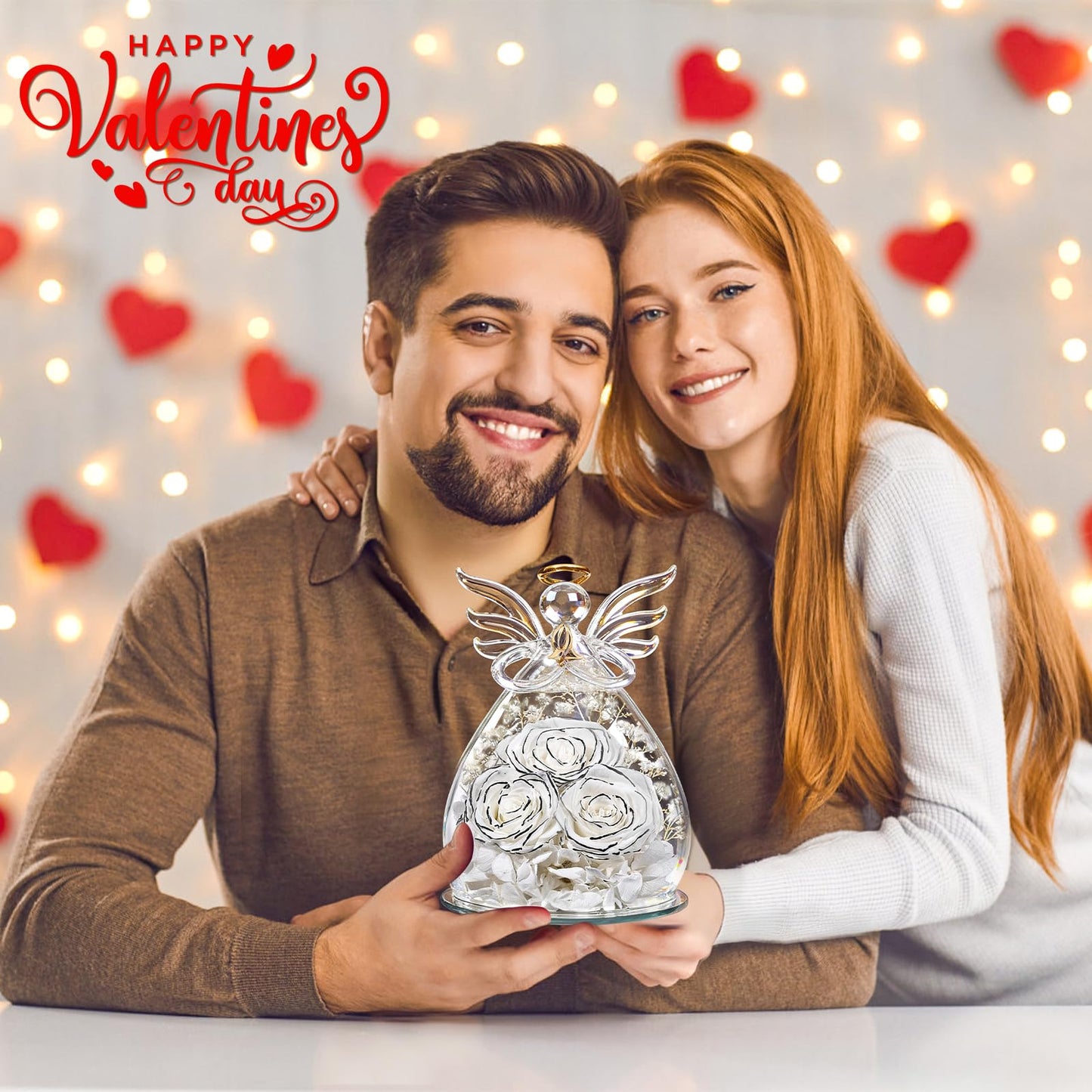 Beferr Mothers Day Mom Birthday Gifts for Women, Fresh Flowers for Delivery Forever Preserved Rose in Glass Angel Figurine, Anniversary Christian Real Rose for Grandma Nana Wife Mum from Daughter Son