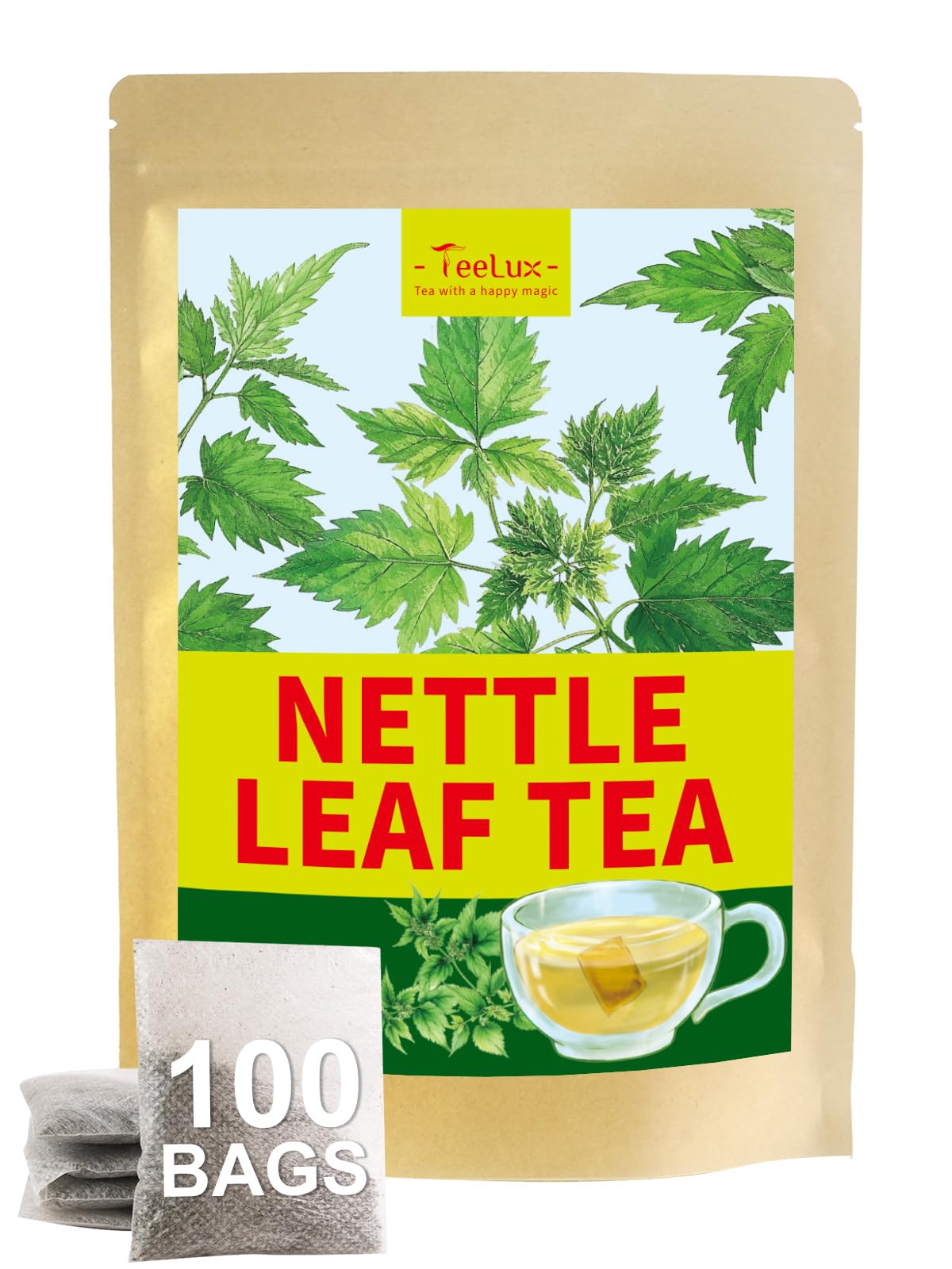 TeeLux Chamomile Tea Bags, 1.5g/bag, Pure Natural Chamomile Flowers Herbal Tea, Caffeine Free, 100 Count