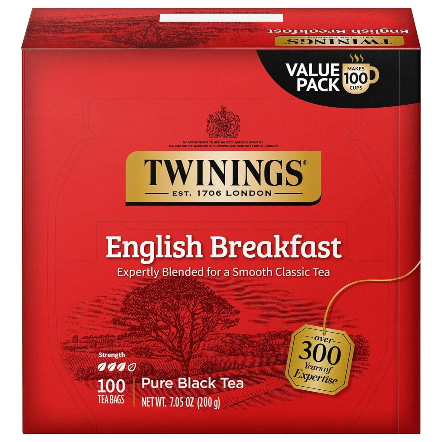 Twinings Pure Green Tea Individually Wrapped Bags, 100 Count (Pack of 1), Smooth & Refreshing, Caffeinated, Enjoy Hot or Iced, 100 Teabags