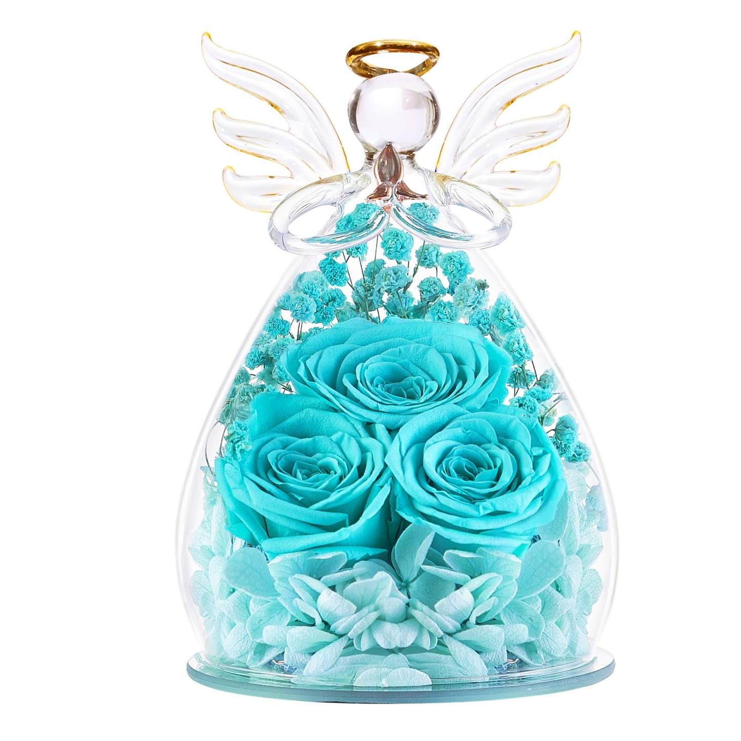 Beferr Mothers Day Mom Birthday Gifts for Women, Fresh Flowers for Delivery Forever Preserved Rose in Glass Angel Figurine, Anniversary Christian Real Rose for Grandma Nana Wife Mum from Daughter Son