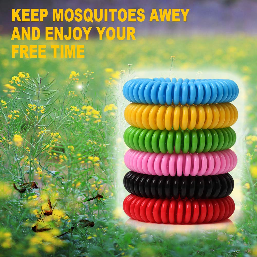 BuggyBands 60 Pack Mosquito Repellent Bracelets, Individually Wrapped Wristbands, DEET Free, Natural and Waterproof Bands, Camping Travel Essentials (60 Count (Pack of 1))