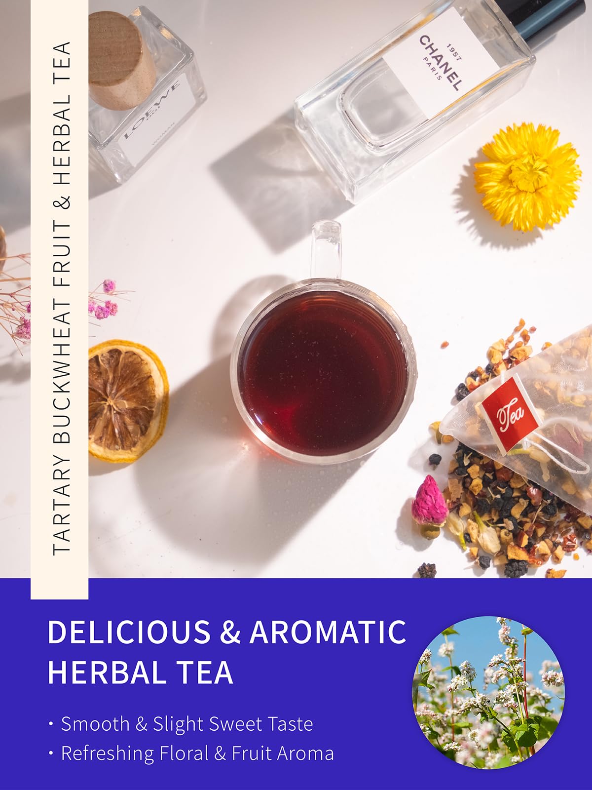 TeeLux Chamomile Tea Bags, 1.5g/bag, Pure Natural Chamomile Flowers Herbal Tea, Caffeine Free, 100 Count