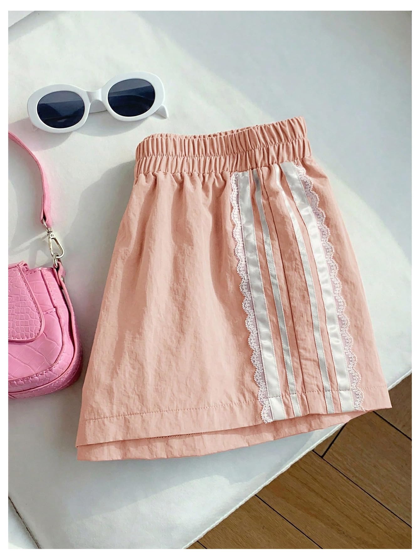 MakeMeChic Women's Striped Summer Shorts Workout Running Shorts Mini Micro Sweat Track Shorts Gym Athletic Wear