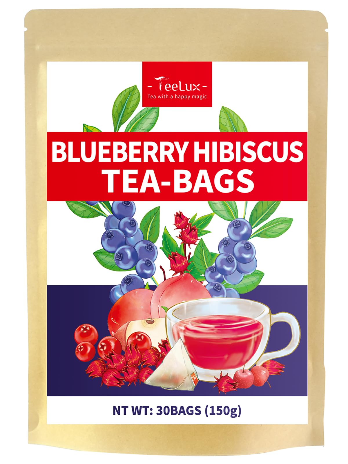 TeeLux Chamomile Tea Bags, 1.5g/bag, Pure Natural Chamomile Flowers Herbal Tea, Caffeine Free, 100 Count