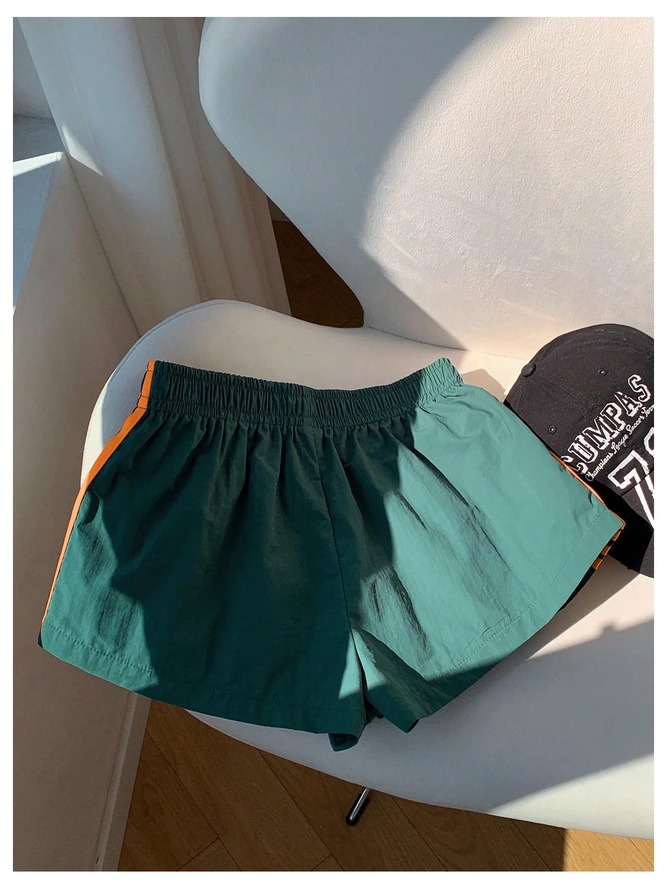 MakeMeChic Women's Striped Summer Shorts Workout Running Shorts Mini Micro Sweat Track Shorts Gym Athletic Wear