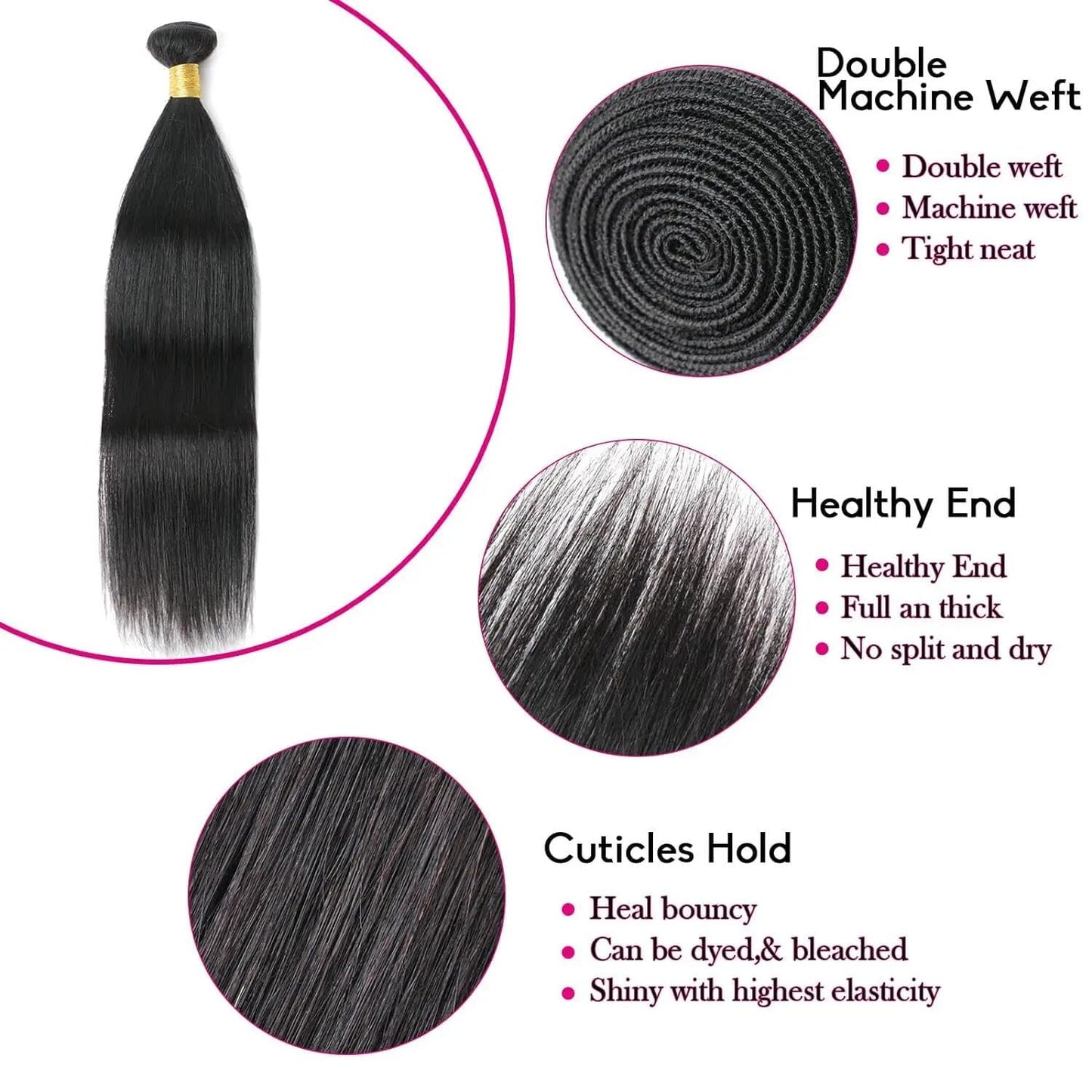 Straight 4 Bundles With Closure Human Hair 18 20 22 24+16 Inch 100% Unprocessed Black Brazilian Hair Extensions Pre Plucked With Baby Hair 4X4 HD Lace Closure