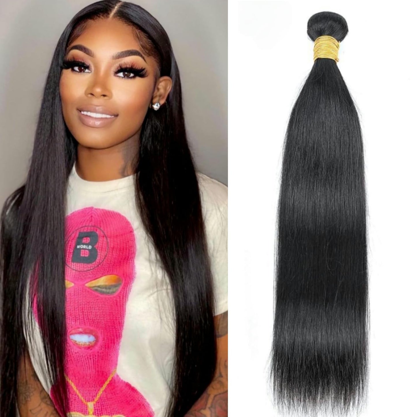 Straight 4 Bundles With Closure Human Hair 18 20 22 24+16 Inch 100% Unprocessed Black Brazilian Hair Extensions Pre Plucked With Baby Hair 4X4 HD Lace Closure
