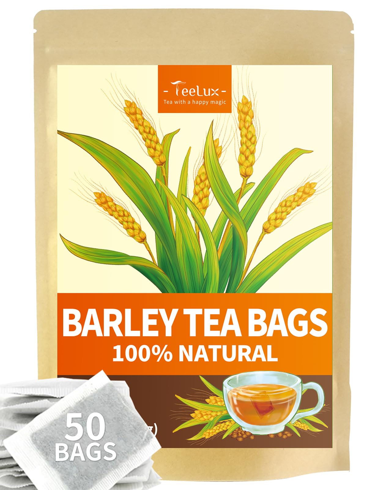 TeeLux Chamomile Tea Bags, 1.5g/bag, Pure Natural Chamomile Flowers Herbal Tea, Caffeine Free, 100 Count