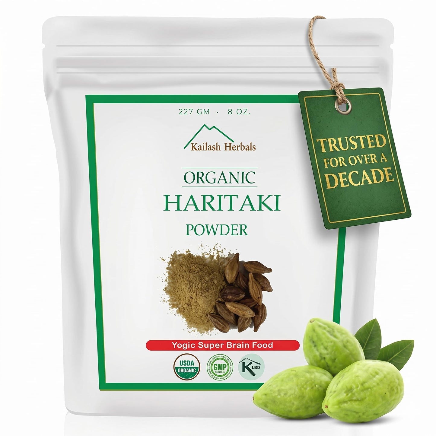 Kailash Herbals Organic Haritaki Powder | The King of Herbs |1 Pound (16 oz) – Terminalia Chebula – Ayurvedic Digestive, Pineal Gland Support – Vegan, Non-GMO