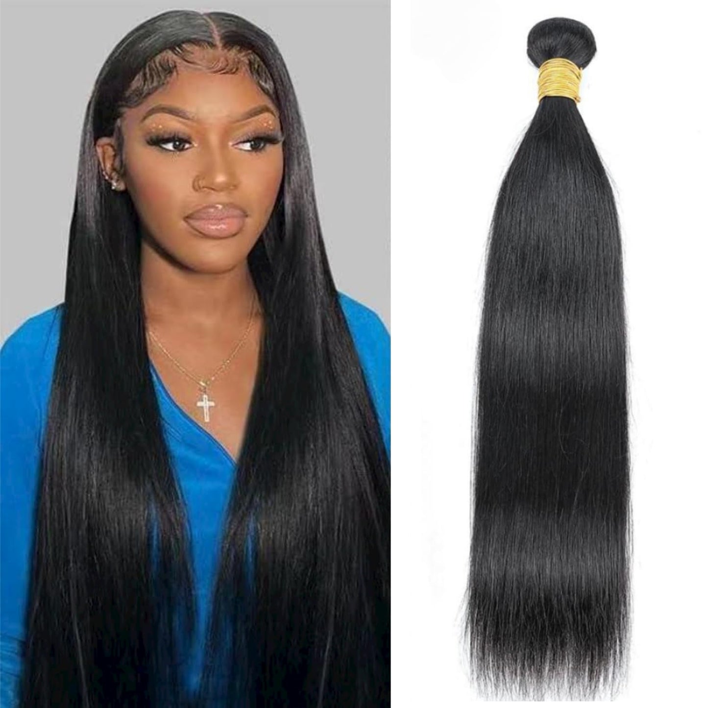Straight 4 Bundles With Closure Human Hair 18 20 22 24+16 Inch 100% Unprocessed Black Brazilian Hair Extensions Pre Plucked With Baby Hair 4X4 HD Lace Closure
