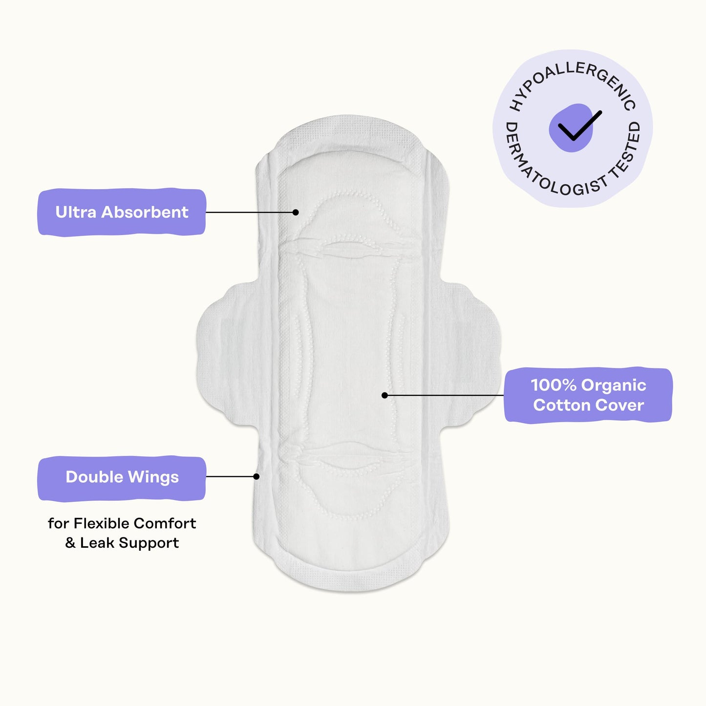 Honey Pot - Calming Herbal Super Sanitary Pads for Women - 100% Organic Cotton Top Sheet - Feminine Care - Non Cooling - Calming Herbs of Lavender, Ashwagandha, & Lemon Balm - 16ct