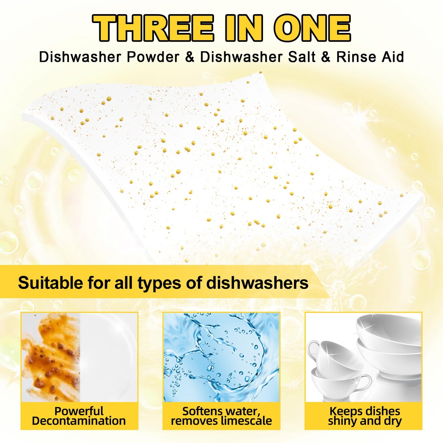 Binbata Eco Dishwasher Detergent Sheets Up To 160 Loads, Grapefruit Scent Plastic Free Dishwashing Soap Strips With High Efficient Solid Enzyme, Leaving Dishes Sparkling Clean