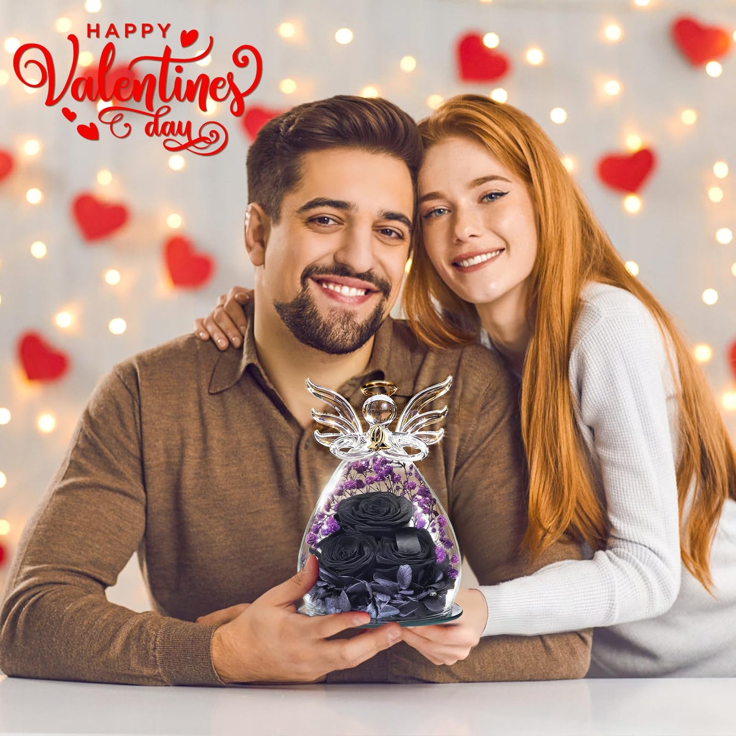 Beferr Mothers Day Mom Birthday Gifts for Women, Fresh Flowers for Delivery Forever Preserved Rose in Glass Angel Figurine, Anniversary Christian Real Rose for Grandma Nana Wife Mum from Daughter Son