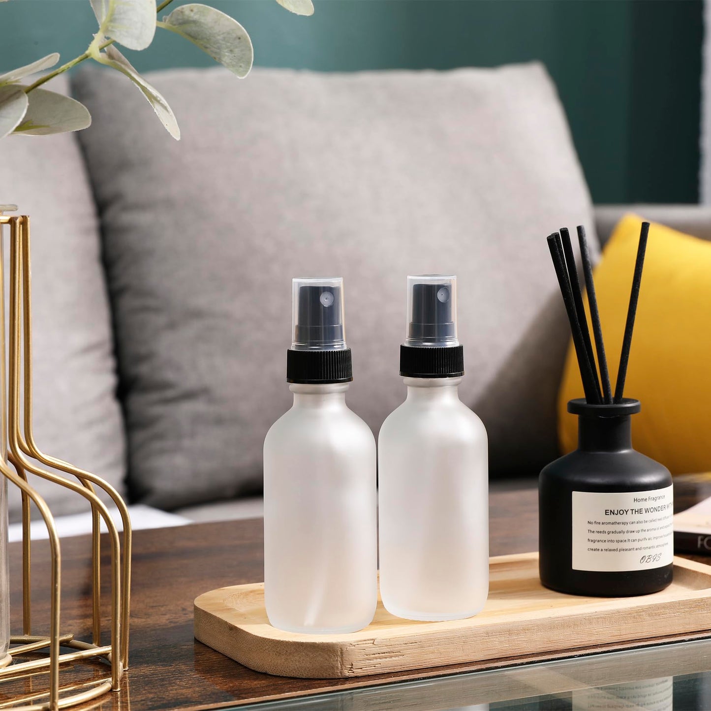 NOOEEISS Amber Glass Small Spray Bottle 2 oz 24 Packs,Fine Mist Sprayer Small Clear Bottles,Refillable Containers mini spray bottles for Cleaning Solutions and Skin Care (Amber 24pcs)