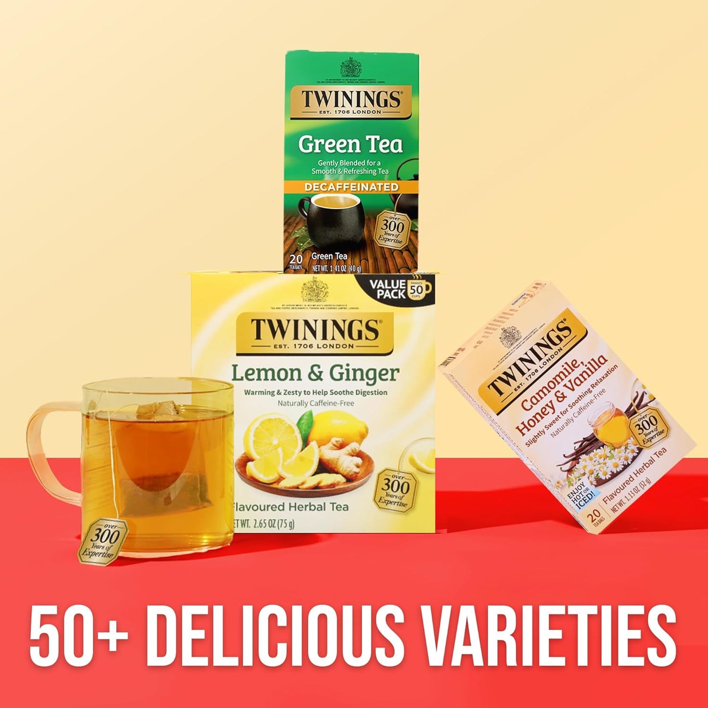 Twinings Pure Green Tea Individually Wrapped Bags, 100 Count (Pack of 1), Smooth & Refreshing, Caffeinated, Enjoy Hot or Iced, 100 Teabags