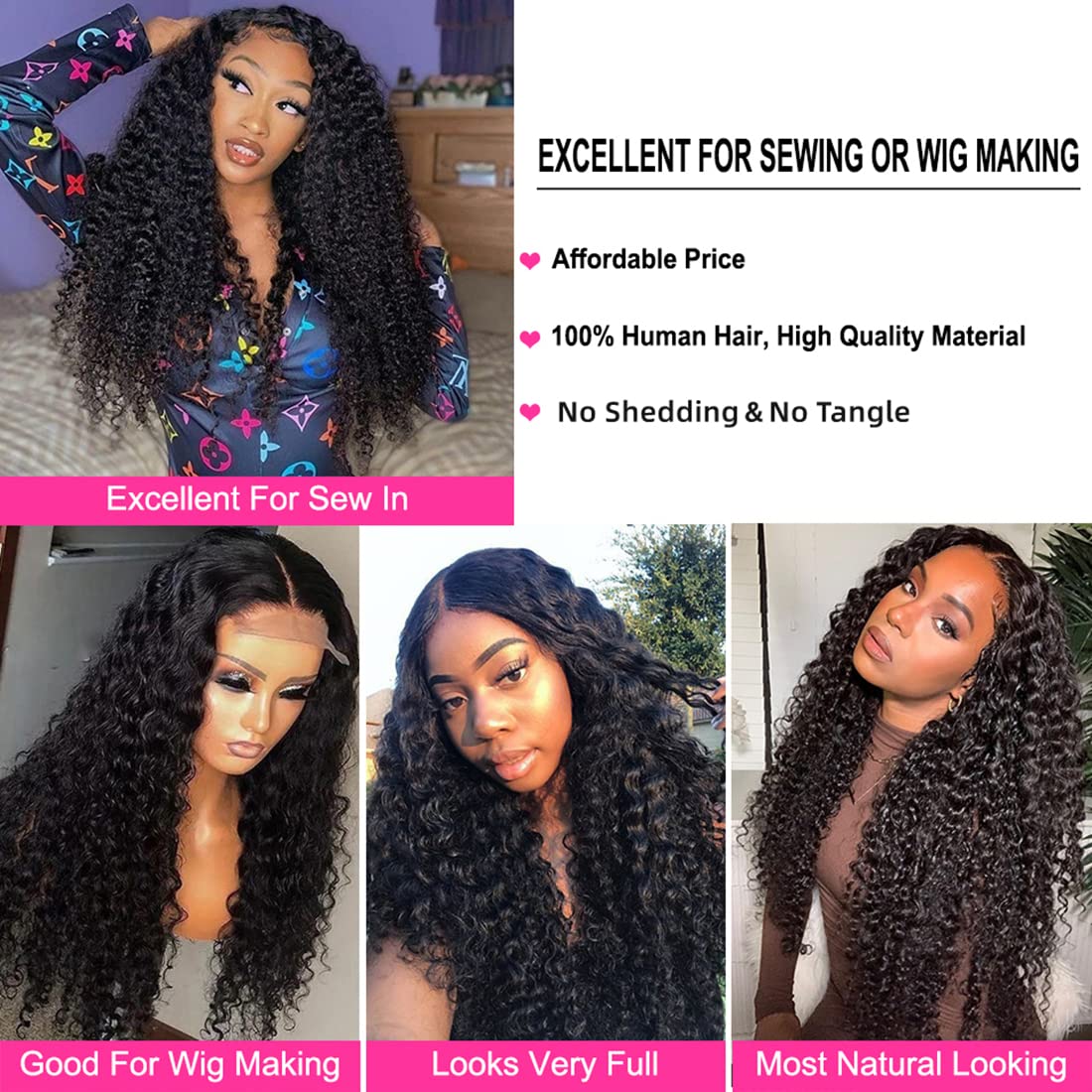 Closure with Bundles (16 18 20 22+14 Closure) Free Part Deep Wave 4 Bundles with 4x4 Lace Closure 100% Unprocessed Brazilian Virgin Remy Hair Curly Bundles Hair Extension Double Weft Natural Color
