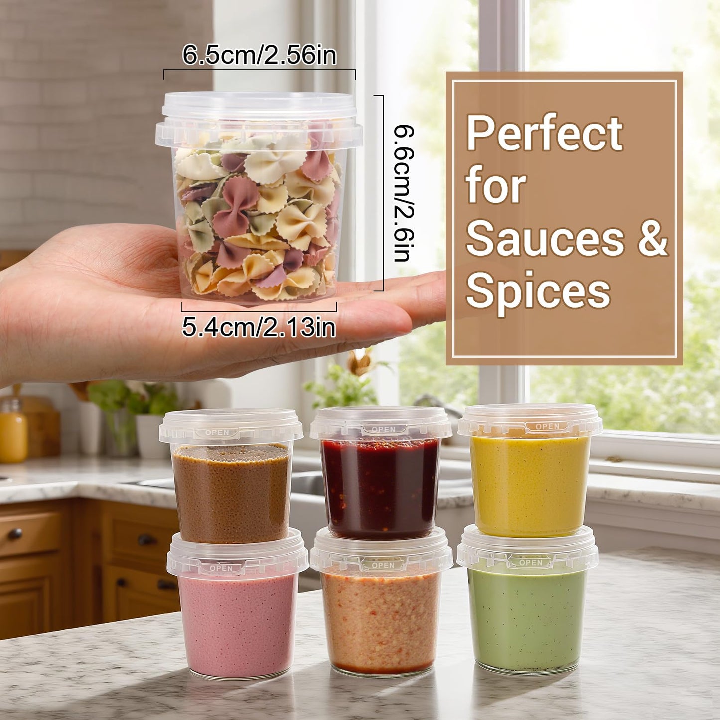 Airtight Clear Plastic Bucket with Lid, Ice Buckets for Parties, Reusable Ice Cream Tub with Handle, Food Storage Container, Food Grade Freezer and Microwave Safe for Sauce, Soup (16 OZ/500 ML)