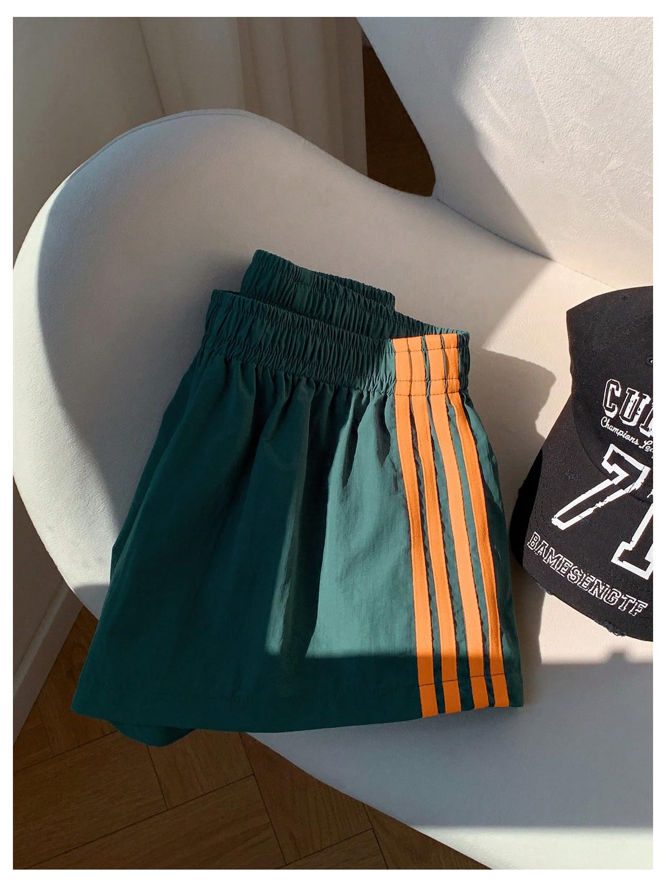 MakeMeChic Women's Striped Summer Shorts Workout Running Shorts Mini Micro Sweat Track Shorts Gym Athletic Wear