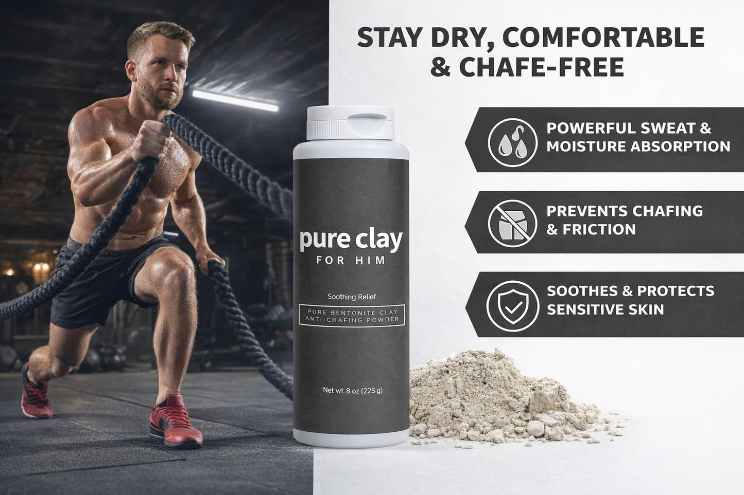 Pure Clay Detox | Therapeutic Grade Calcium Bentonite Clay Powder | GRAS-Affirmed | Indian Healing Face Mask | Deep Pore Cleansing | Body Wrap Hair Mask Bath | Ultra Fine | 16 oz | Acne Oily Skin Foot
