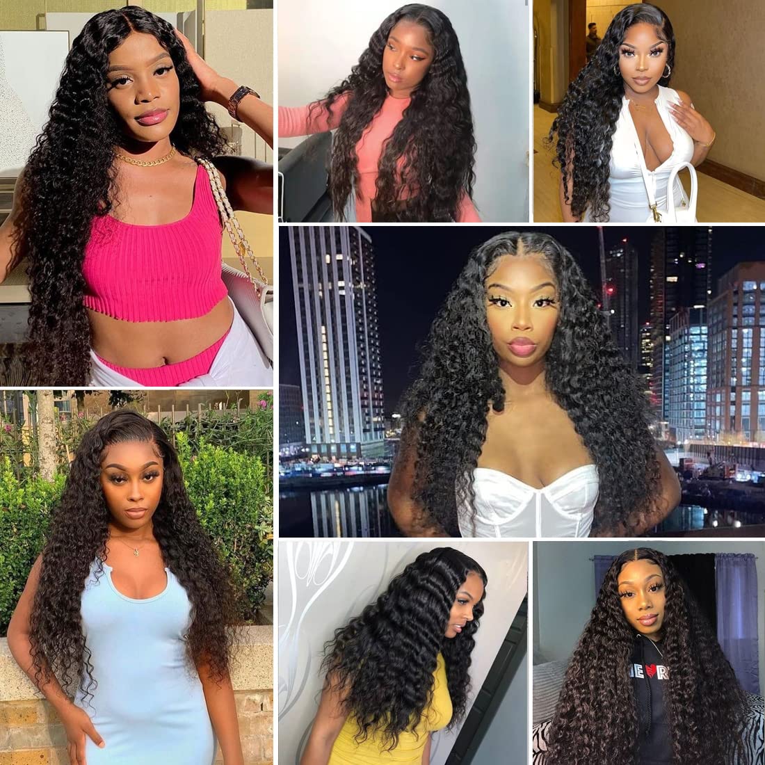 Closure with Bundles (16 18 20 22+14 Closure) Free Part Deep Wave 4 Bundles with 4x4 Lace Closure 100% Unprocessed Brazilian Virgin Remy Hair Curly Bundles Hair Extension Double Weft Natural Color