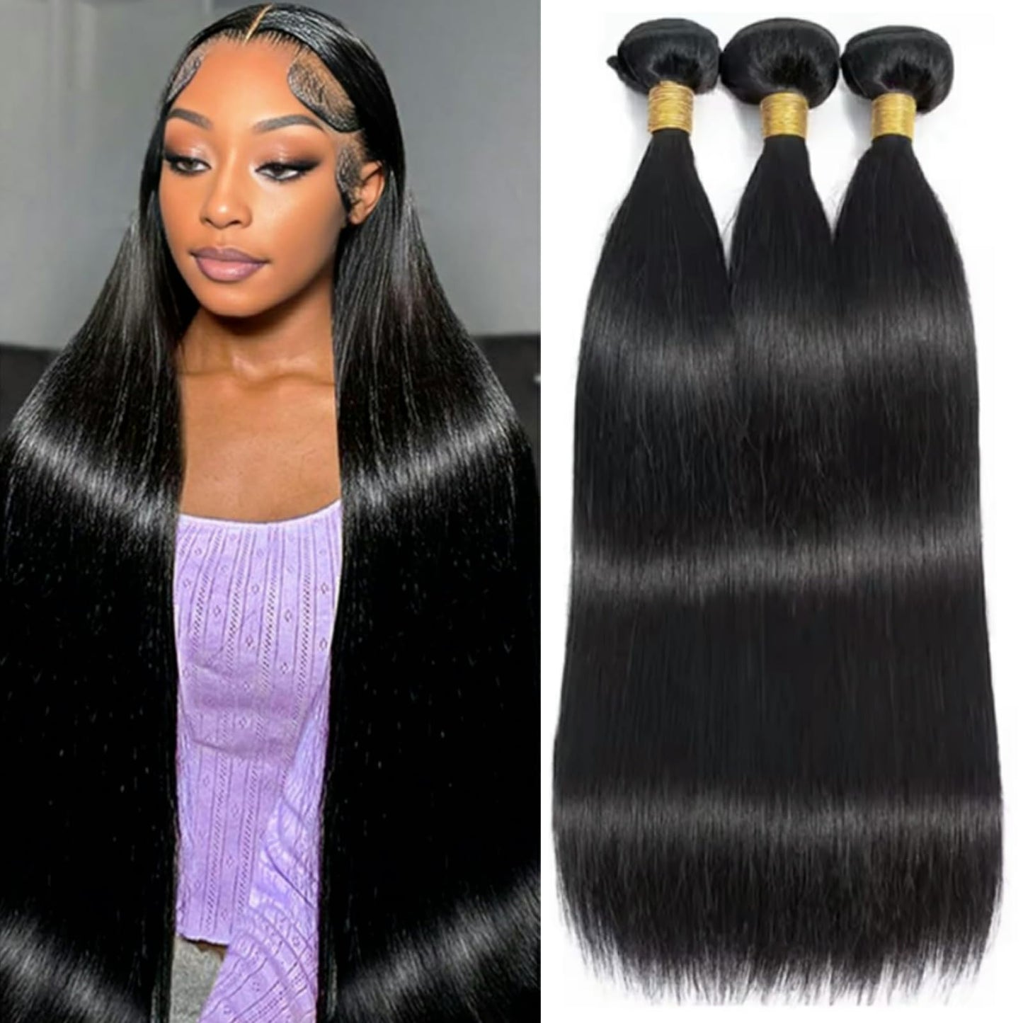 Straight 4 Bundles With Closure Human Hair 18 20 22 24+16 Inch 100% Unprocessed Black Brazilian Hair Extensions Pre Plucked With Baby Hair 4X4 HD Lace Closure