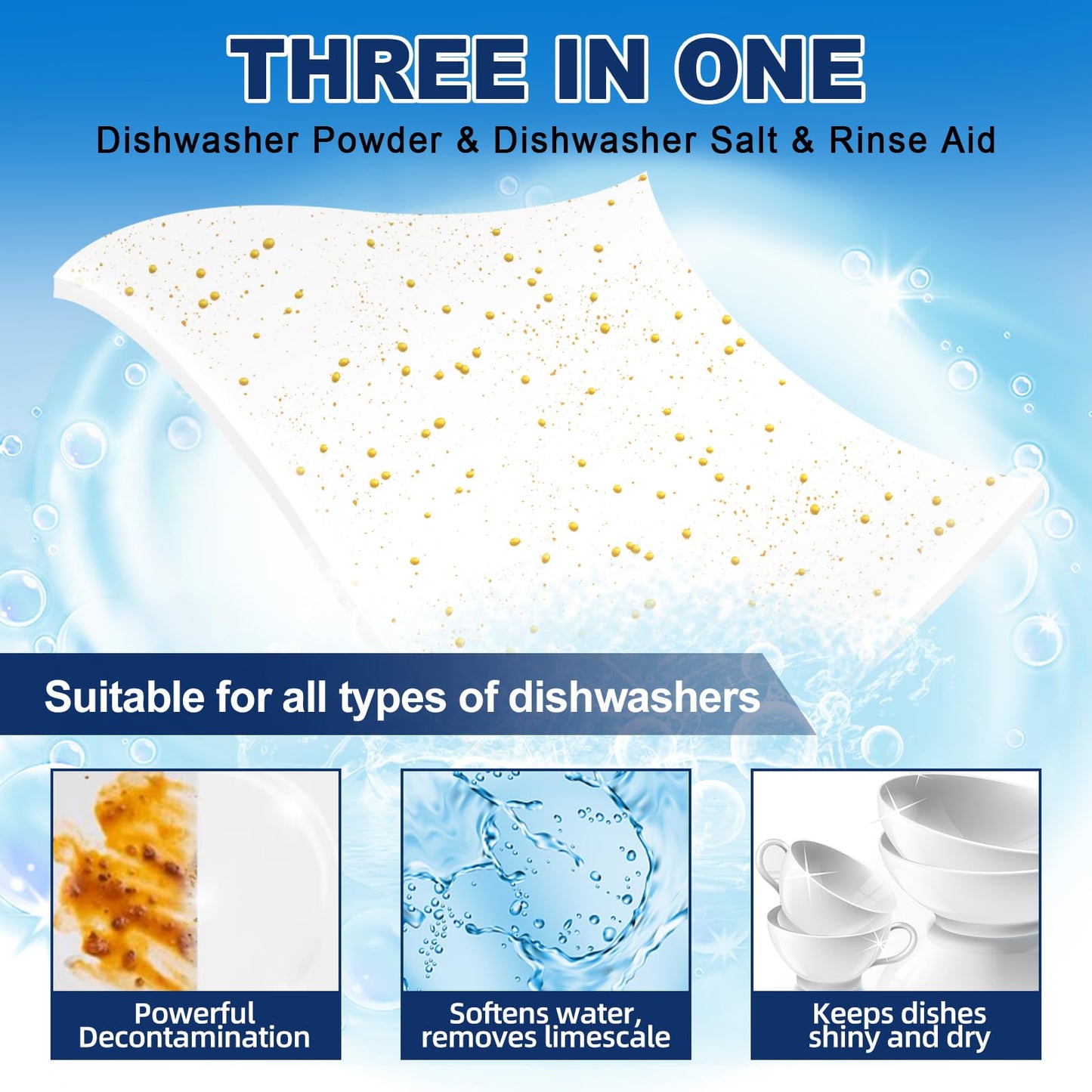Binbata Eco Dishwasher Detergent Sheets Up To 160 Loads, Grapefruit Scent Plastic Free Dishwashing Soap Strips With High Efficient Solid Enzyme, Leaving Dishes Sparkling Clean
