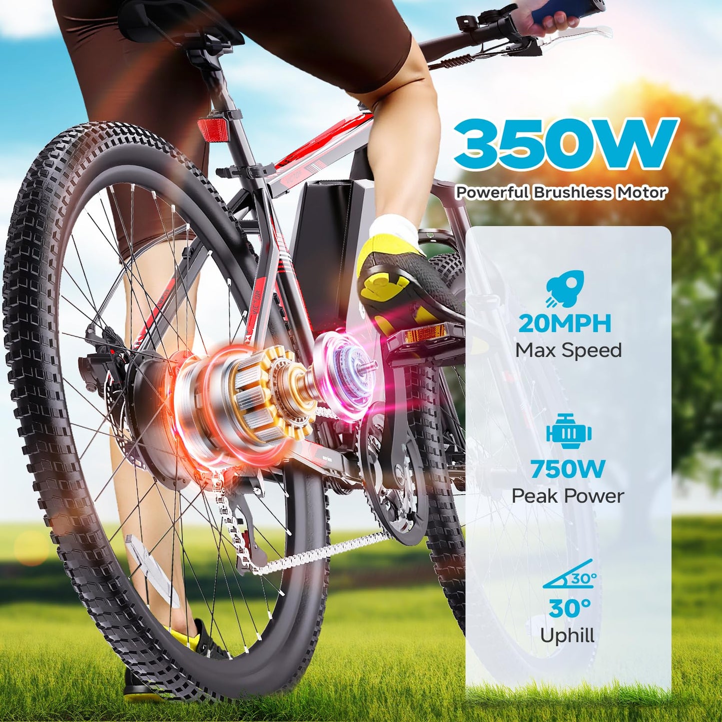 QNUT Electric Bike for Adults with Peak 1000W Motor 26" Victor Mountain Lightweight Ebike, 10.4Ah/7.8Ah Removable Battery Up to 40-60 Miles, 22MPH E Bike Commuter E-MTB for Teens, UL 2849 Certified