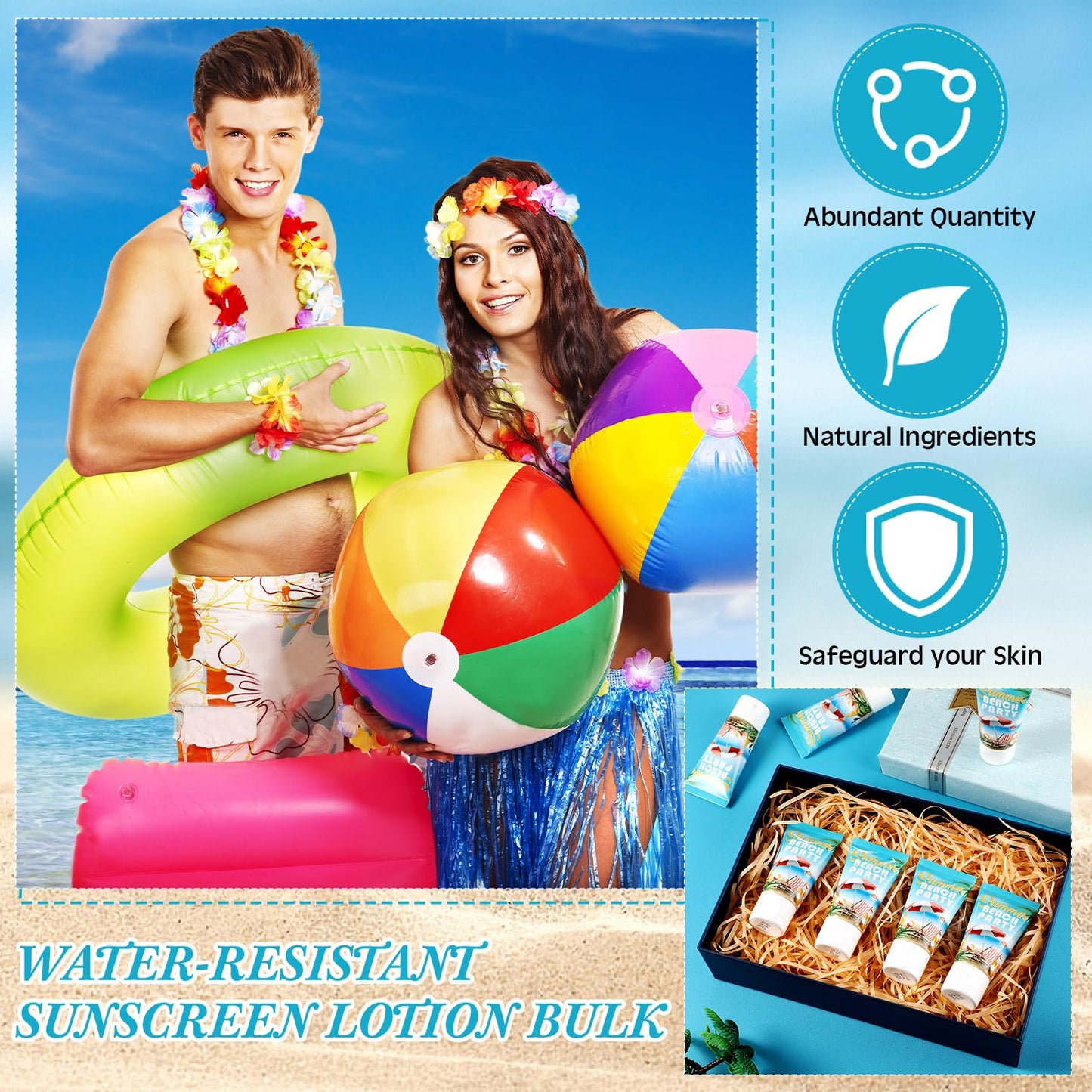 48 Pcs Mini Sunscreen Bulk for Summer Party Wedding SPF 30 Water Resistant Sunscreen Lotion Bulk 1oz Travel Size for Thank You Gifts Wedding Party Supplies (Eucalyptus)