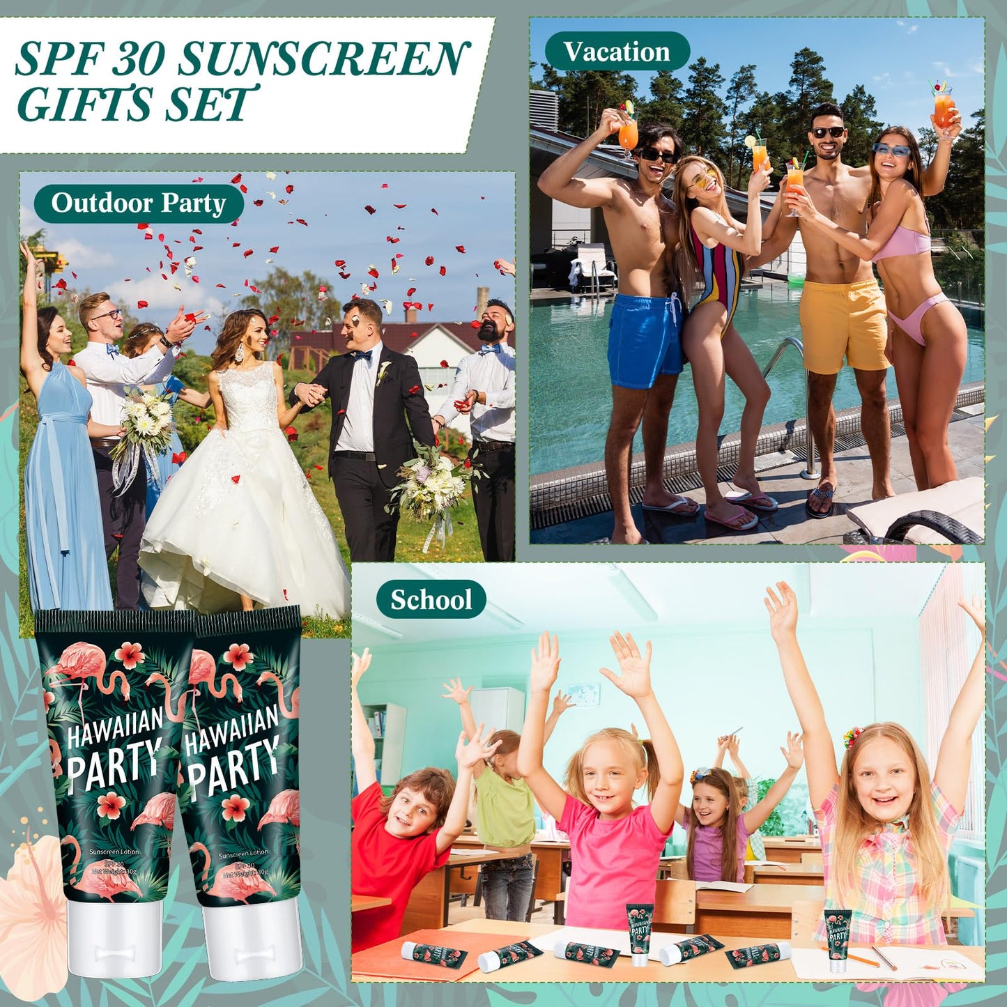 48 Pcs Mini Sunscreen Bulk for Summer Party Wedding SPF 30 Water Resistant Sunscreen Lotion Bulk 1oz Travel Size for Thank You Gifts Wedding Party Supplies (Eucalyptus)