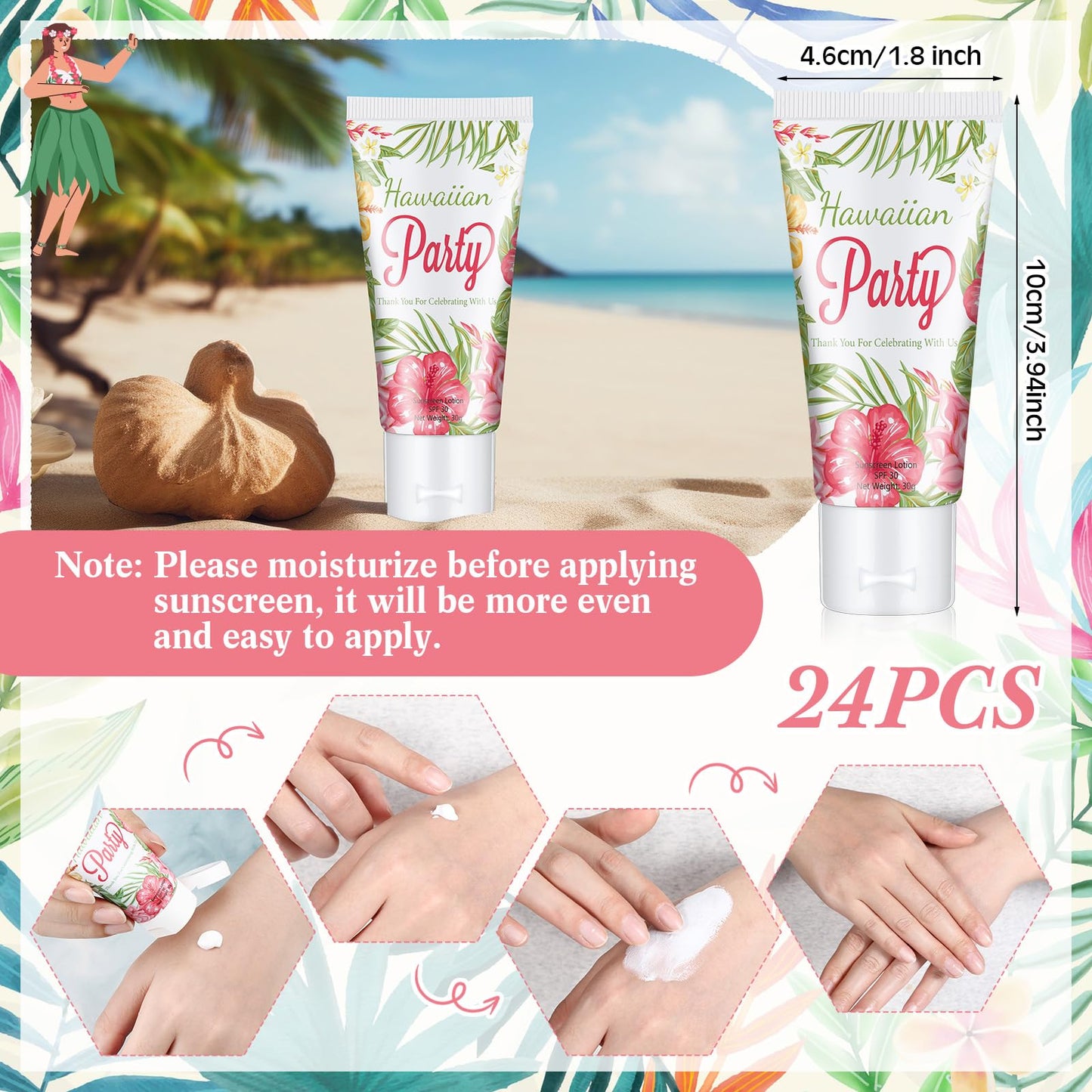48 Pcs Mini Sunscreen Bulk for Summer Party Wedding SPF 30 Water Resistant Sunscreen Lotion Bulk 1oz Travel Size for Thank You Gifts Wedding Party Supplies (Eucalyptus)