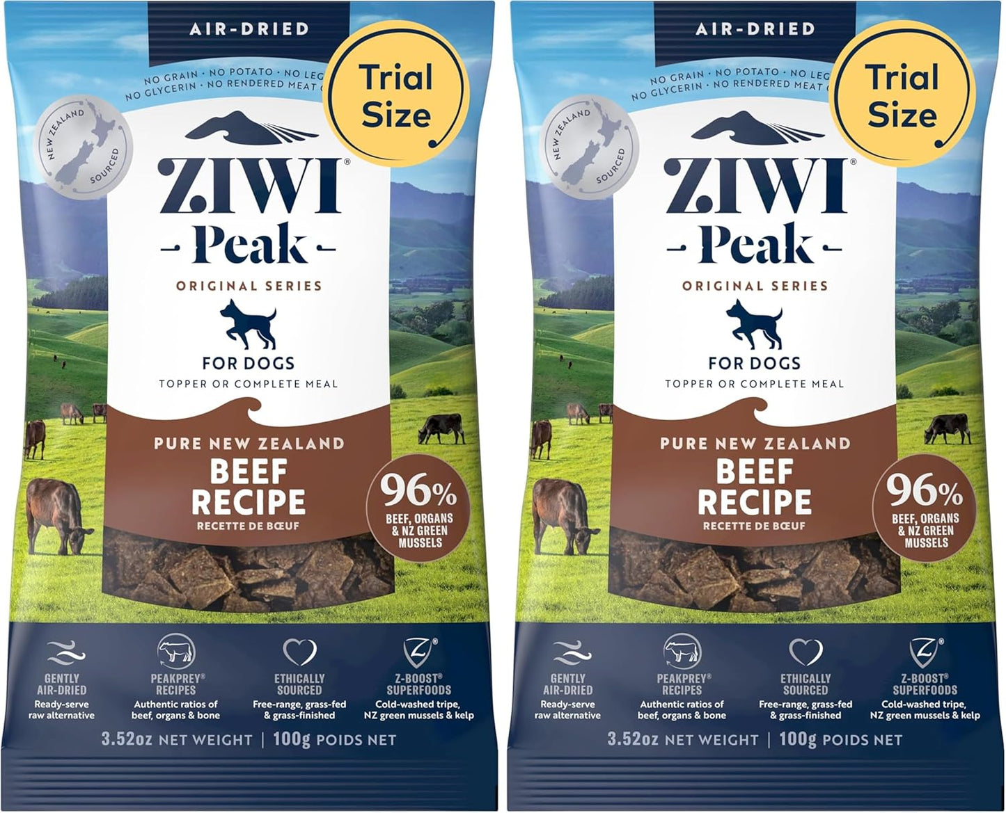 ZIWI Peak Air-Dried Dog Food Bundle - All Natural, High Protein, Grain Free & Limited Ingredient with Superfoods (Beef, Lamb & Chicken, 16oz Each)
