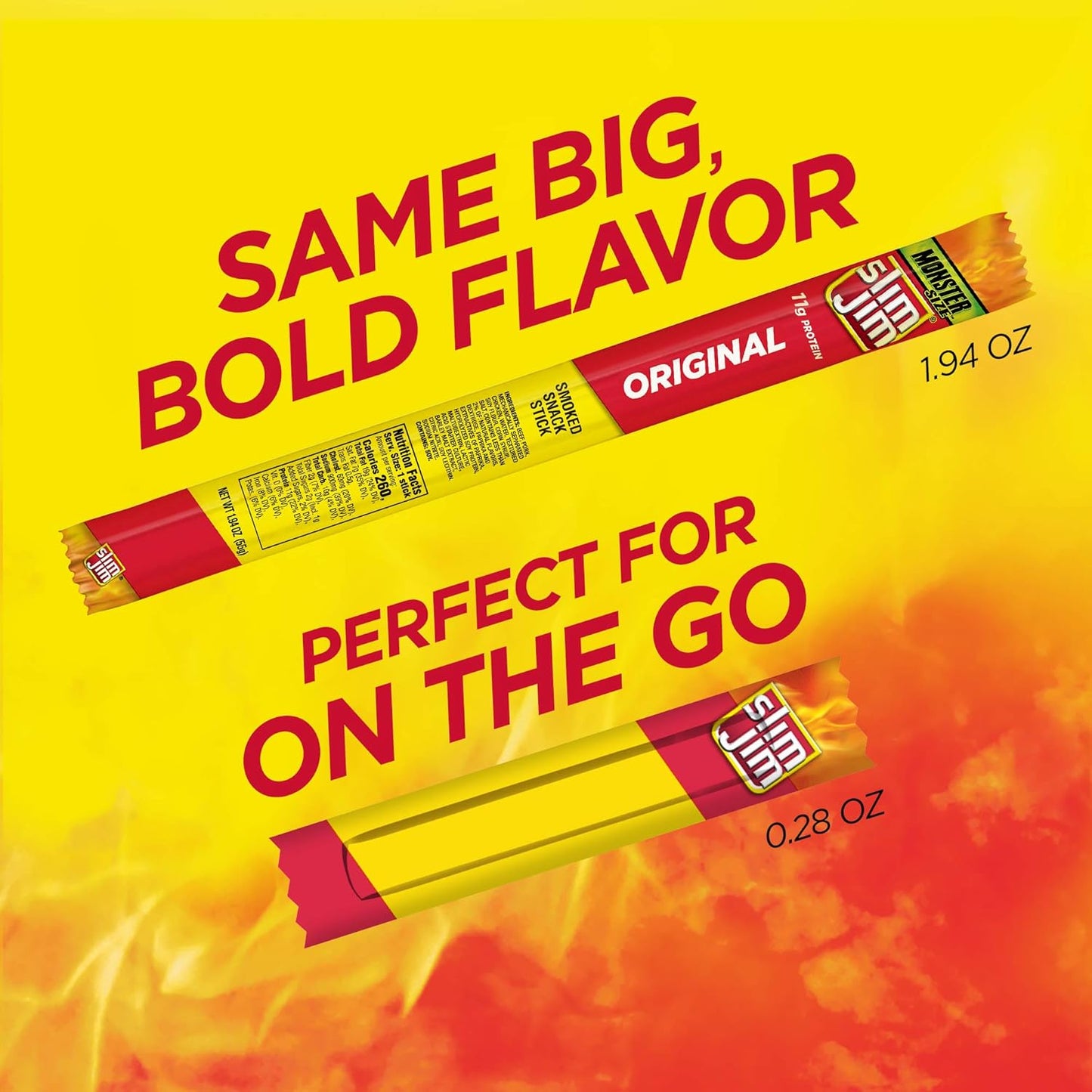 Slim Jim Smoked Meat Sticks, Original Flavor, 6g Protein Per Serving, Snack Size, 0.28 oz. (46 Count)
