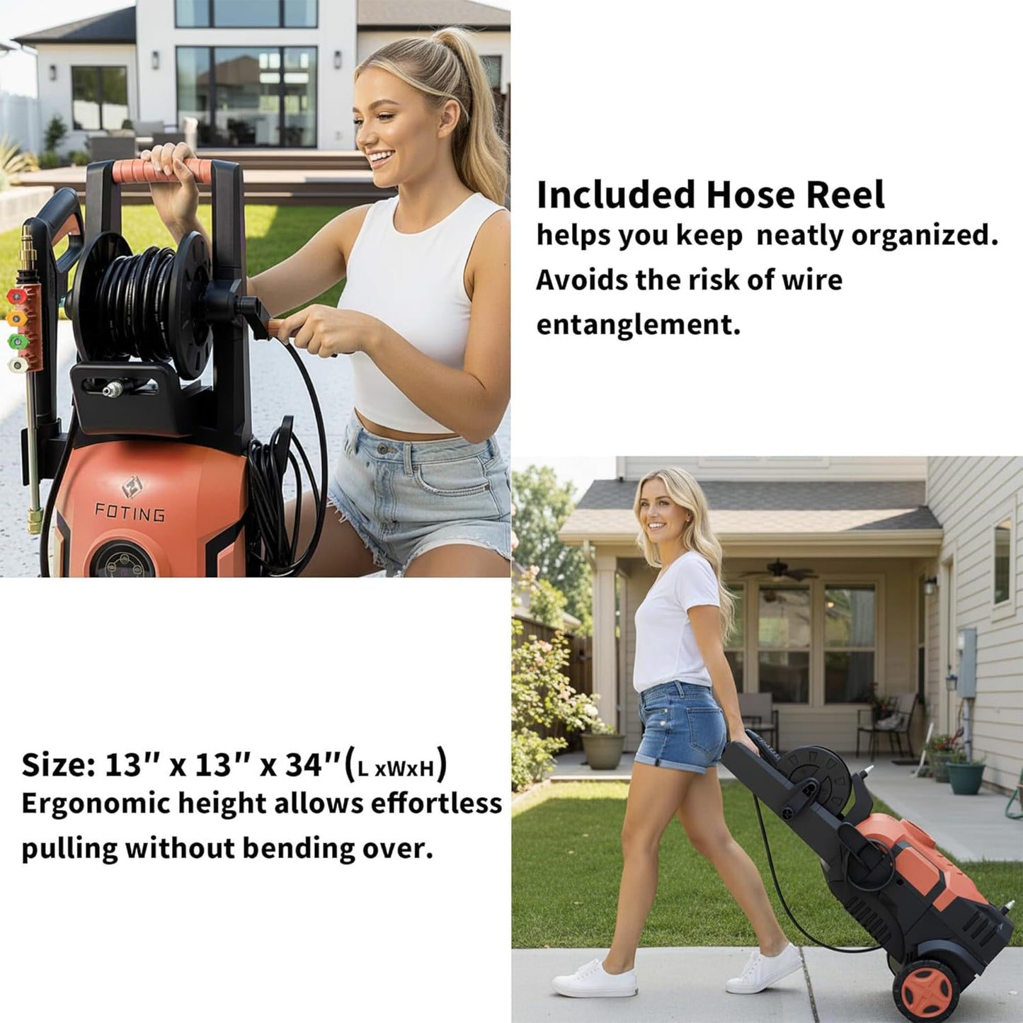 2026new Pressure Washer 5000PSI with Adj-8-Level Touch Screen, 34" Tall Power Washer, 4 Quick Connect Nozzles, Inlet Hose&Filter&500mlFoam Cannon for Cars/Fences/Driveways,Blue