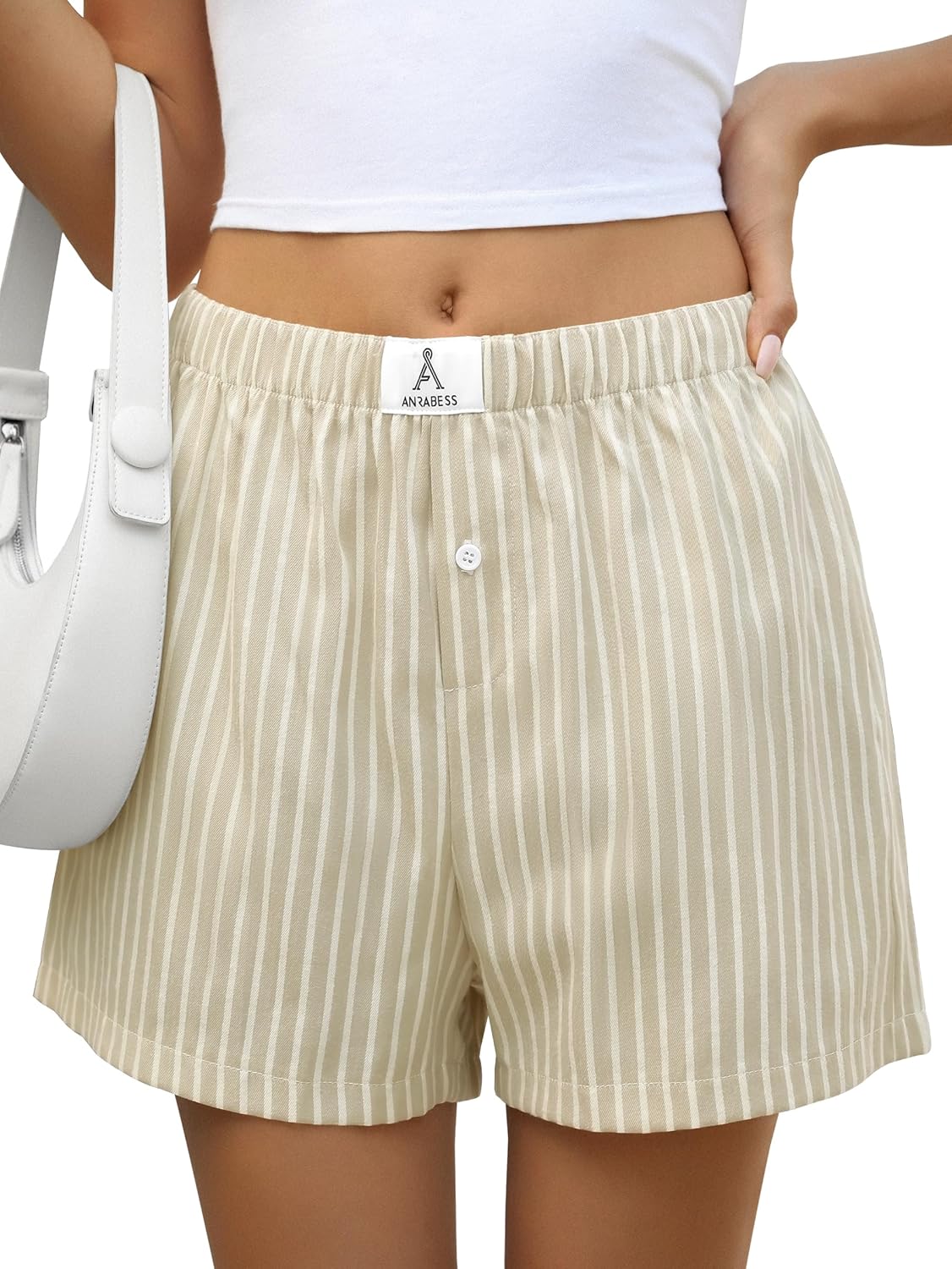 ANRABESS Boxer Shorts for Women Gingham Pajama 2026 Summer Casual Lounge Sleep Plaid Shorts Y2K Beach Bottoms