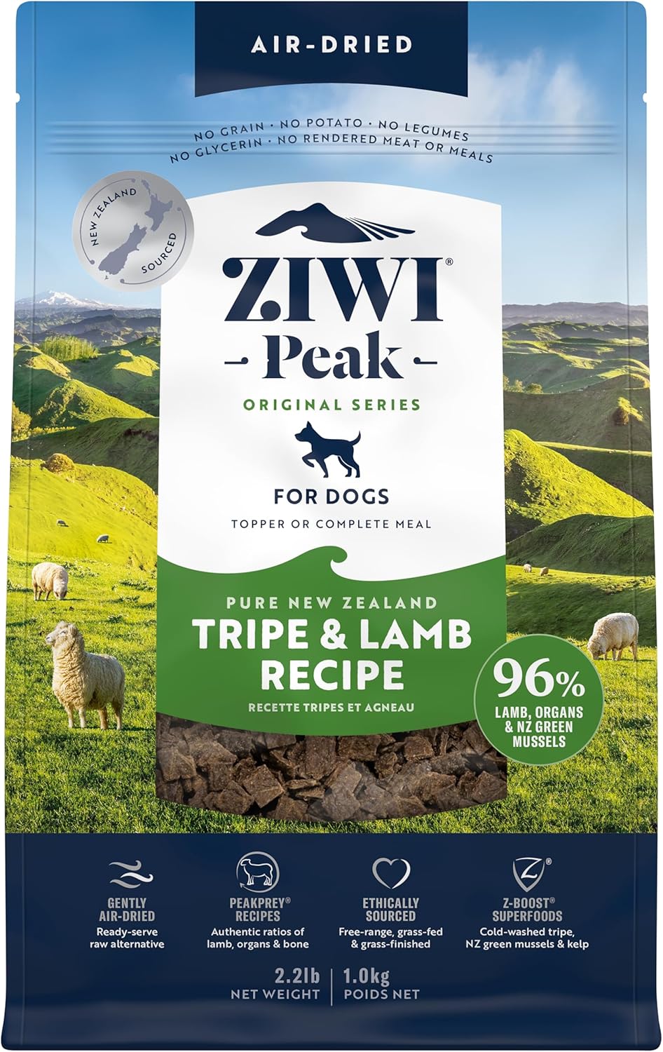 ZIWI Peak Air-Dried Dog Food Bundle - All Natural, High Protein, Grain Free & Limited Ingredient with Superfoods (Beef, Lamb & Chicken, 16oz Each)